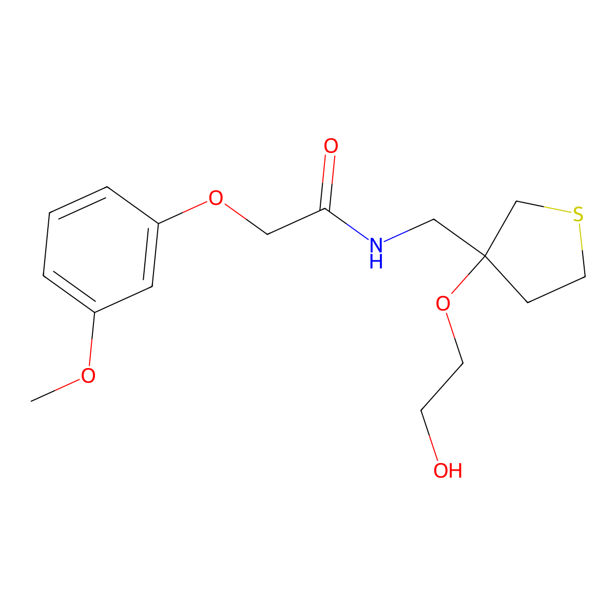 N-{[3-(2-hydroxyethoxy)thiolan-3-yl]methyl}-2-(3-methoxyphenoxy)acetamide molecular structure, CAS 2319639-54-6