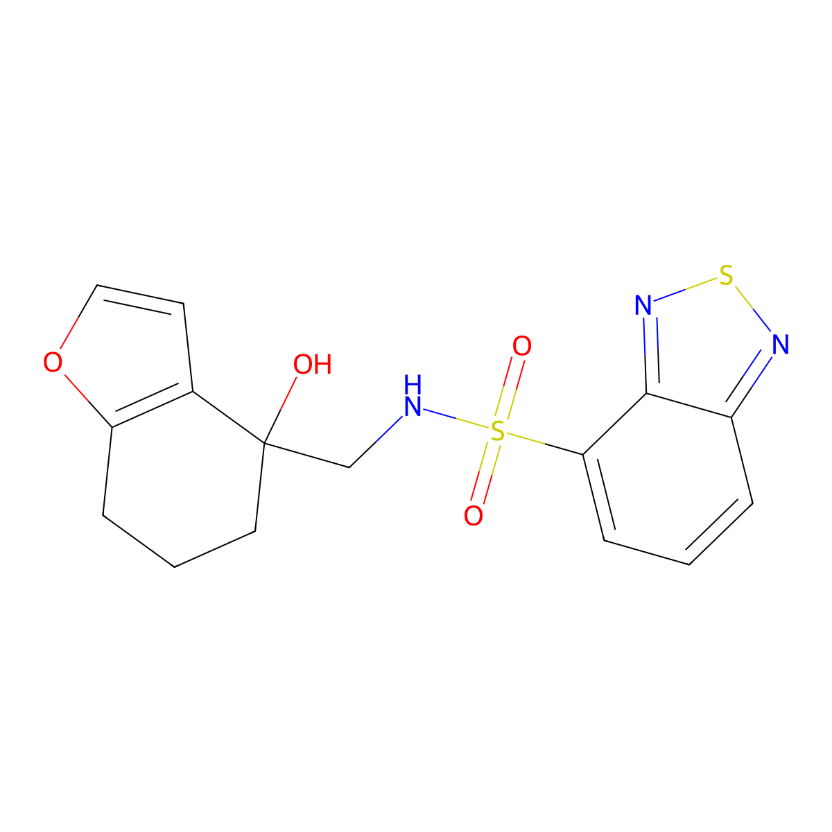 N-[(4-hydroxy-4,5,6,7-tetrahydro-1-benzofuran-4-yl)methyl]-2,1,3-benzothiadiazole-4-sulfonamide molecular structure, CAS 2319639-68-2