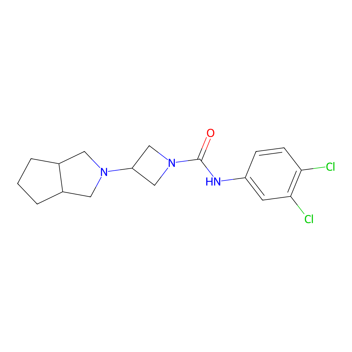 N-(3,4-dichlorophenyl)-3-{octahydrocyclopenta[c]pyrrol-2-yl}azetidine-1-carboxamide molecular structure, CAS 2319639-84-2