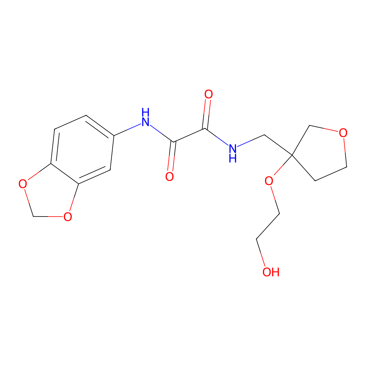 N-(2H-1,3-benzodioxol-5-yl)-N'-{[3-(2-hydroxyethoxy)oxolan-3-yl]methyl}ethanediamide molecular structure, CAS 2319639-90-0