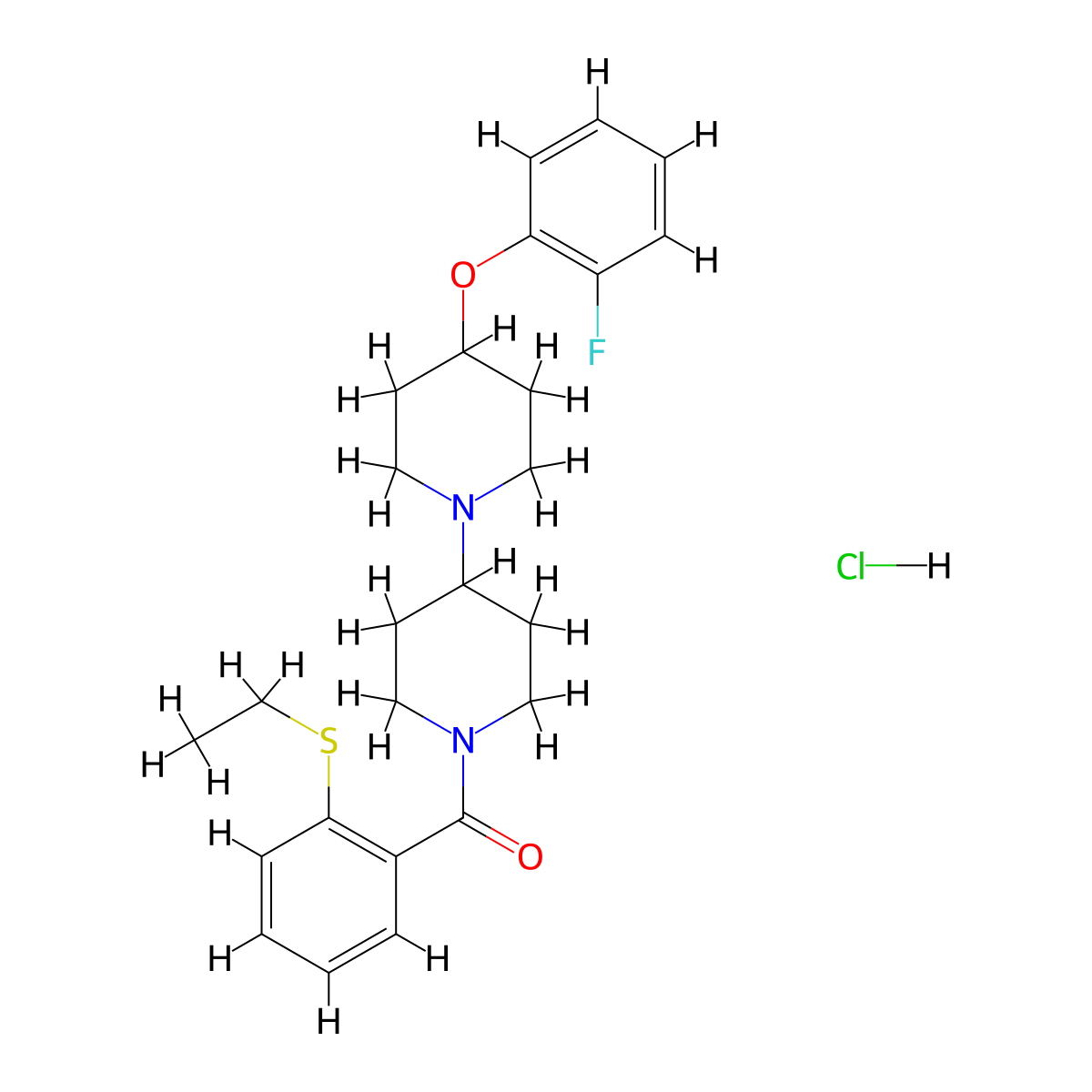1'-[2-(Ethylsulfanyl)benzoyl]-4-(2-fluorophenoxy)-1,4'-bipiperidine hydrochloride molecular structure, CAS 2319640-00-9