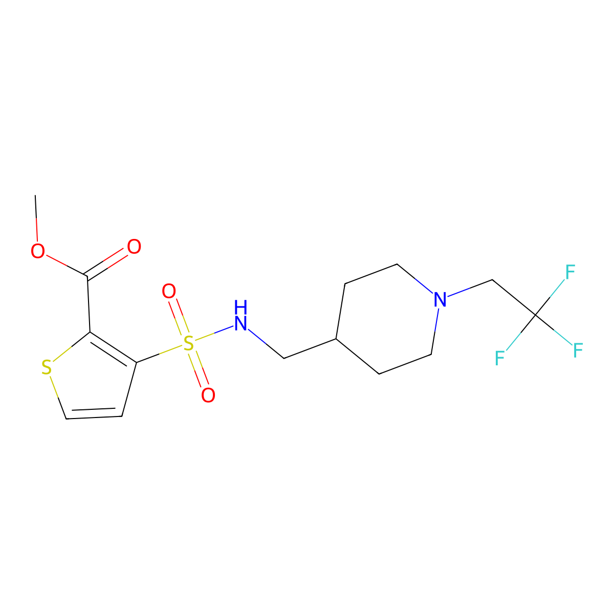 Methyl 3-({[1-(2,2,2-trifluoroethyl)piperidin-4-yl]methyl}sulfamoyl)thiophene-2-carboxylate molecular structure, CAS 2319640-01-0