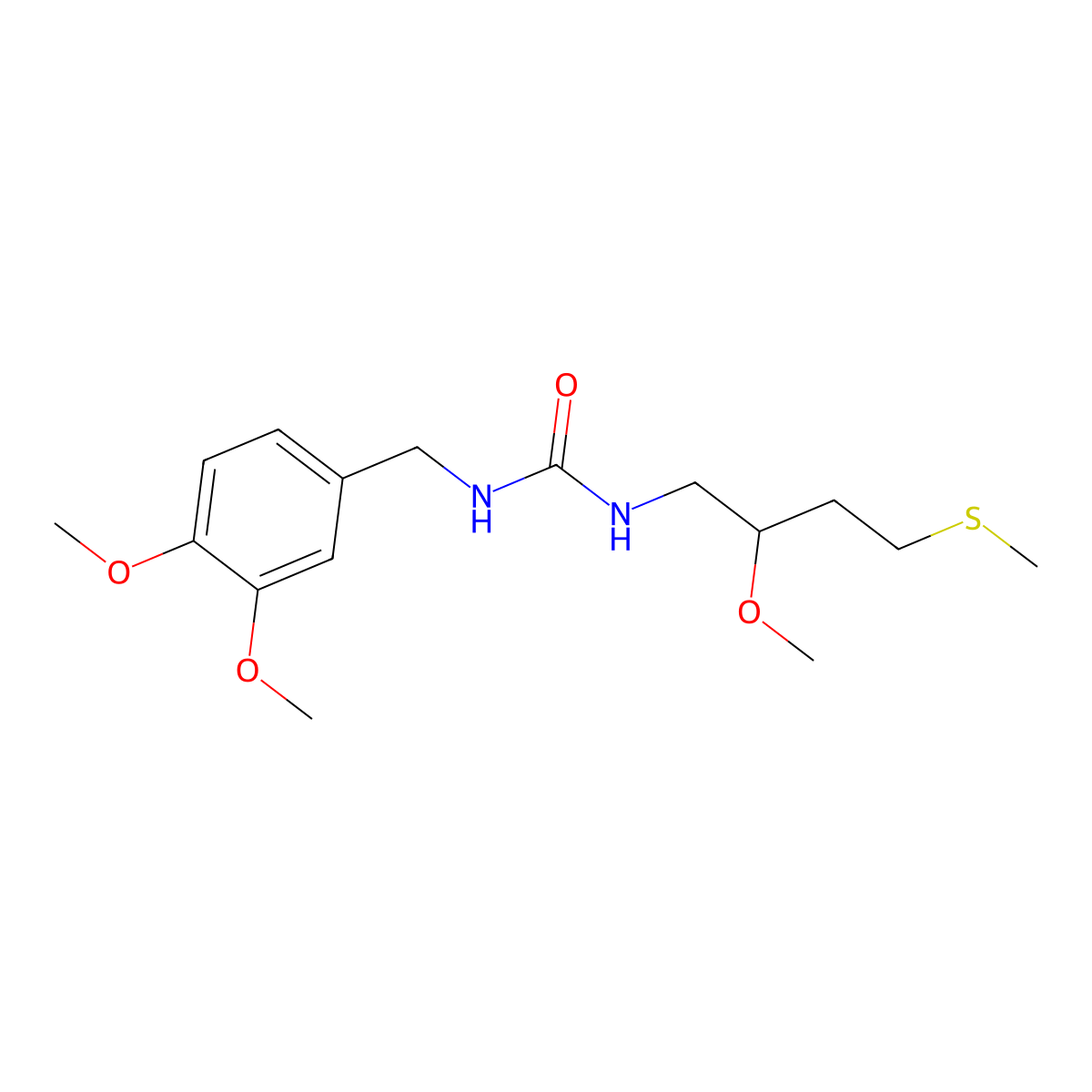 1-[(3,4-Dimethoxyphenyl)methyl]-3-[2-methoxy-4-(methylsulfanyl)butyl]urea molecular structure, CAS 2319640-06-5