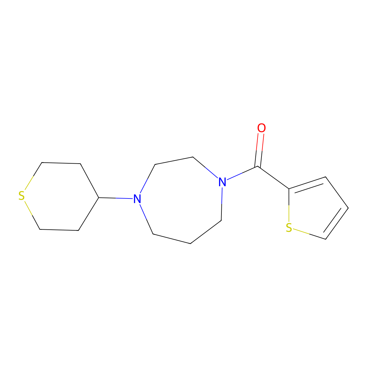 1-(Thian-4-yl)-4-(thiophene-2-carbonyl)-1,4-diazepane molecular structure, CAS 2319640-07-6