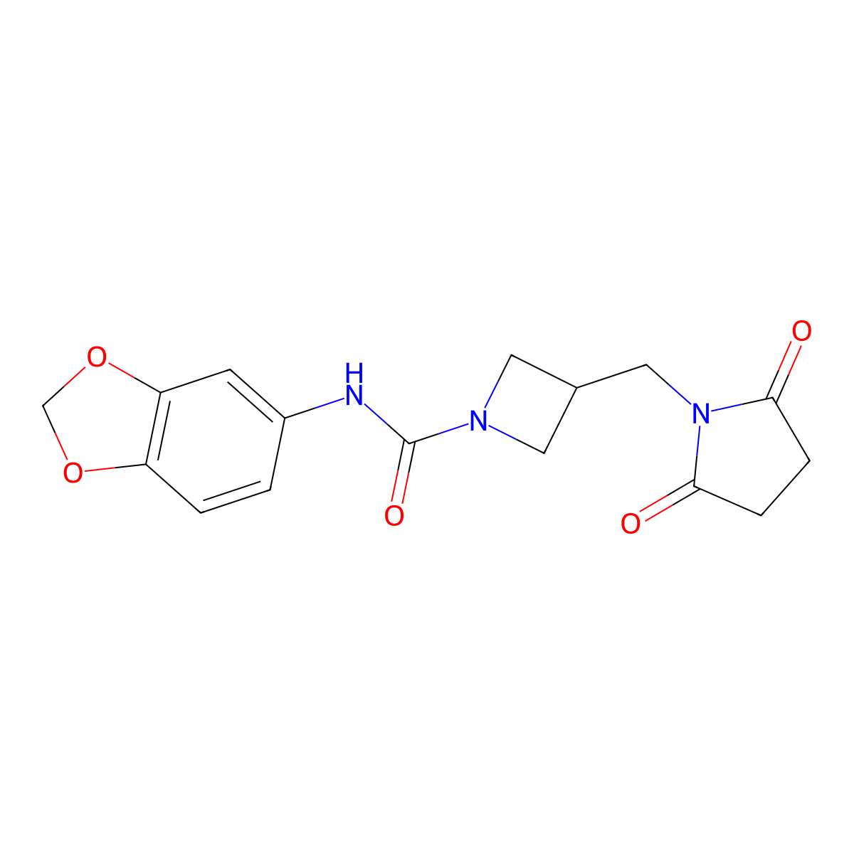 N-(2H-1,3-benzodioxol-5-yl)-3-[(2,5-dioxopyrrolidin-1-yl)methyl]azetidine-1-carboxamide molecular structure, CAS 2319640-08-7