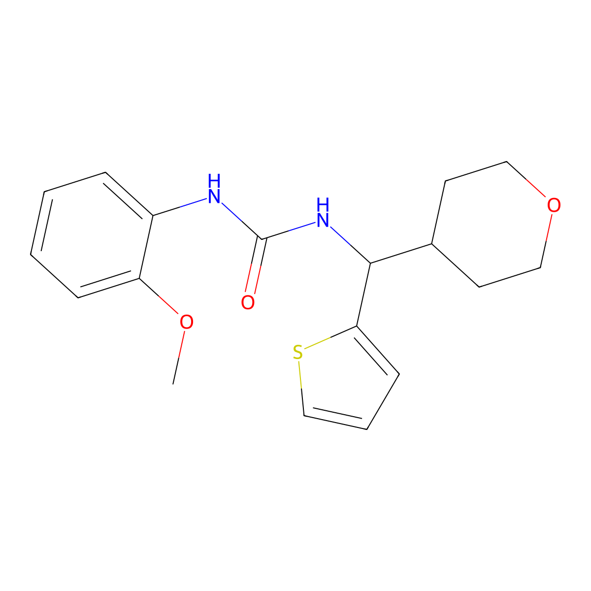 3-(2-Methoxyphenyl)-1-[(oxan-4-yl)(thiophen-2-yl)methyl]urea molecular structure, CAS 2319640-11-2