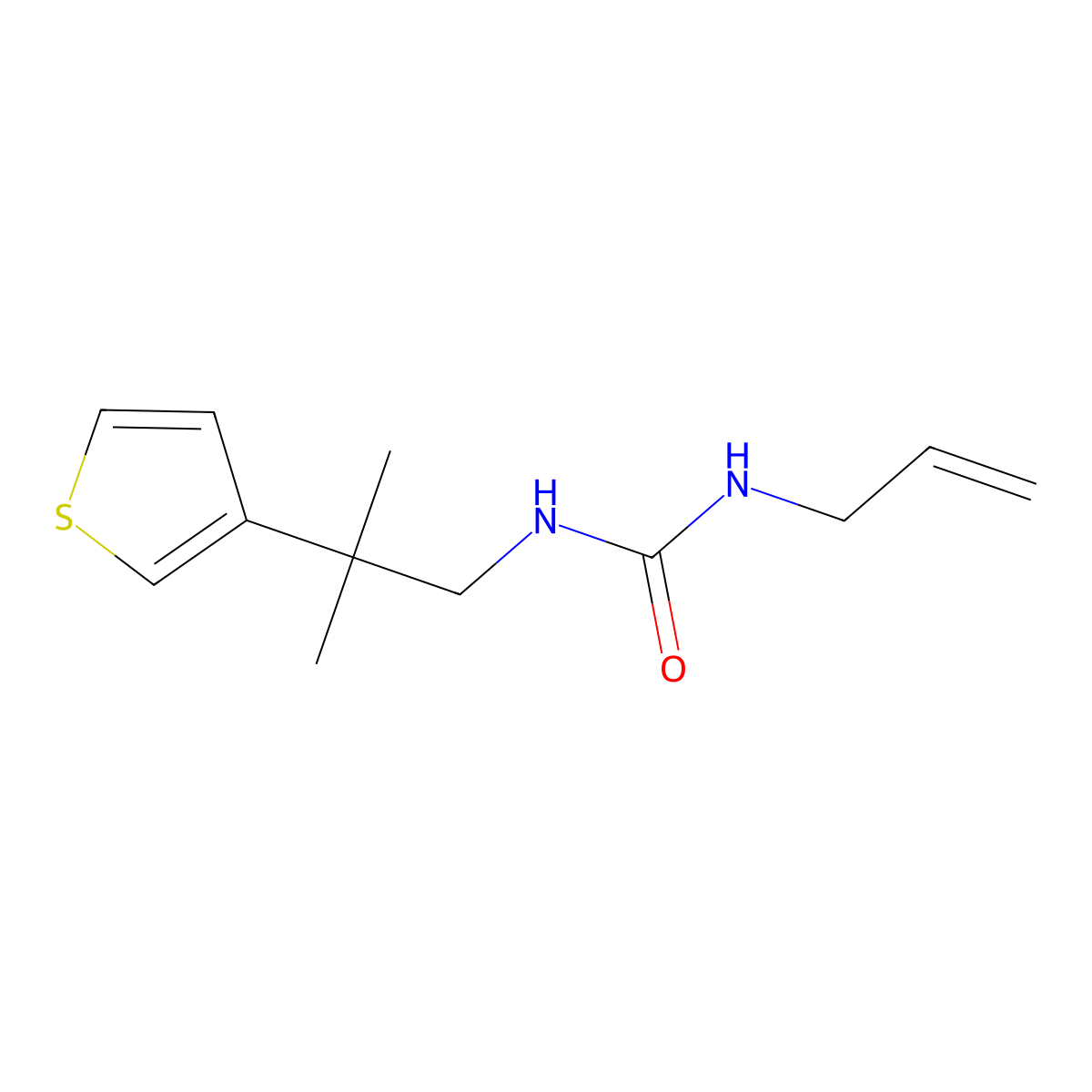 1-Allyl-3-(2-methyl-2-(thiophen-3-yl)propyl)urea molecular structure, CAS 2319640-17-8