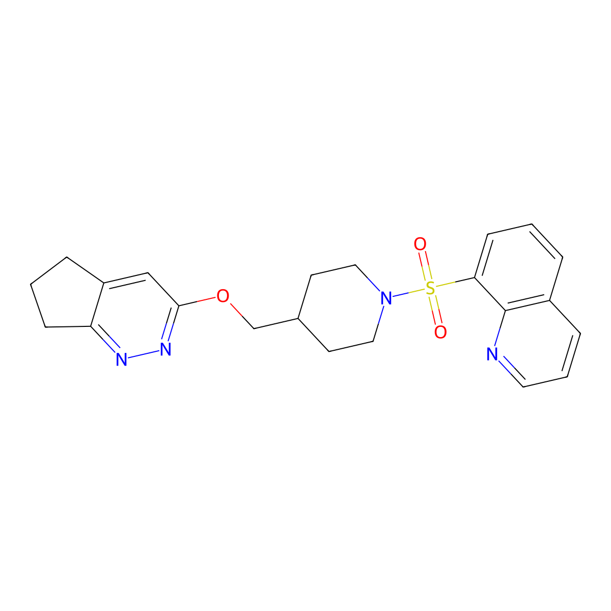 8-{[4-({5H,6H,7H-cyclopenta[c]pyridazin-3-yloxy}methyl)piperidin-1-yl]sulfonyl}quinoline molecular structure, CAS 2319640-20-3