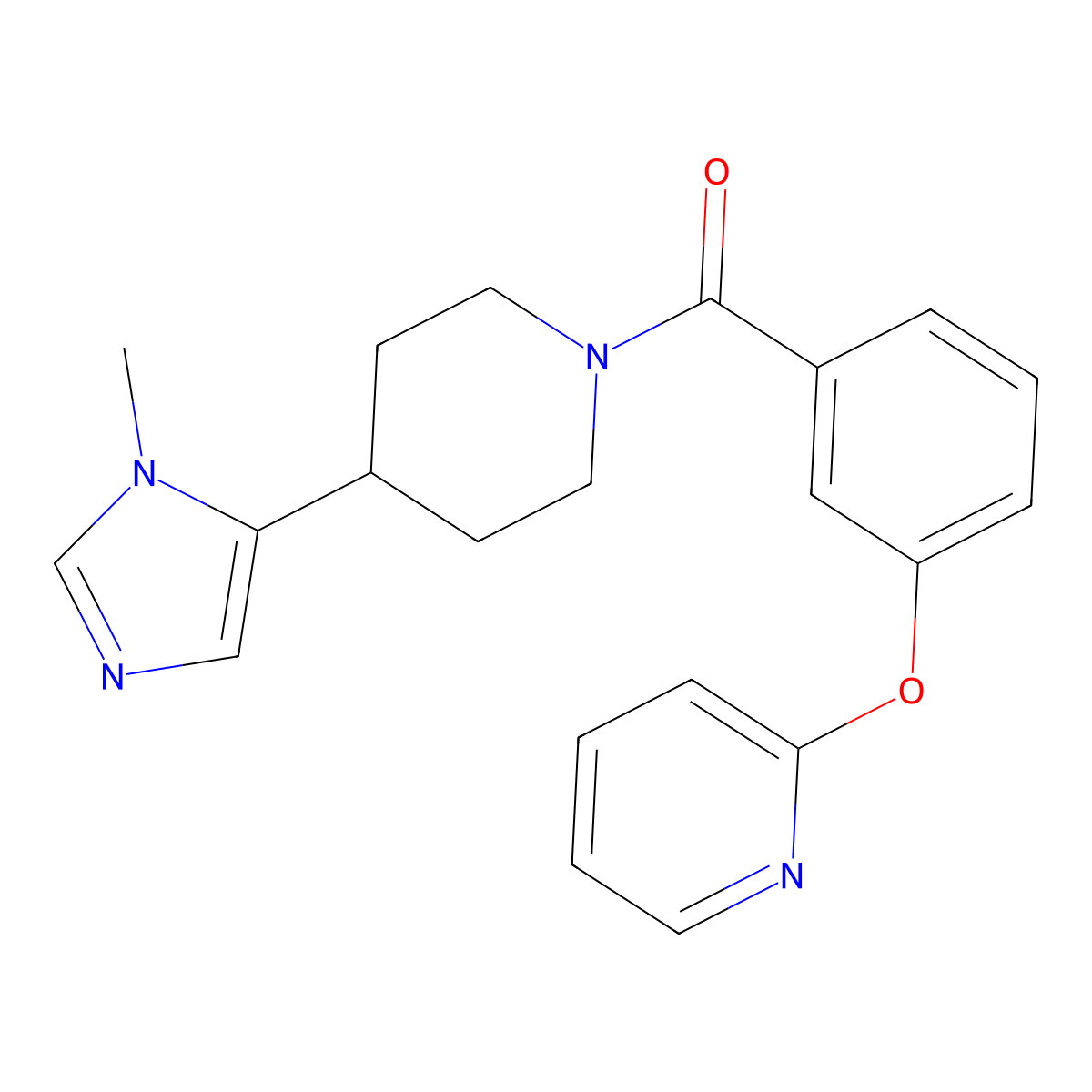 2-{3-[4-(1-methyl-1H-imidazol-5-yl)piperidine-1-carbonyl]phenoxy}pyridine molecular structure, CAS 2319640-23-6