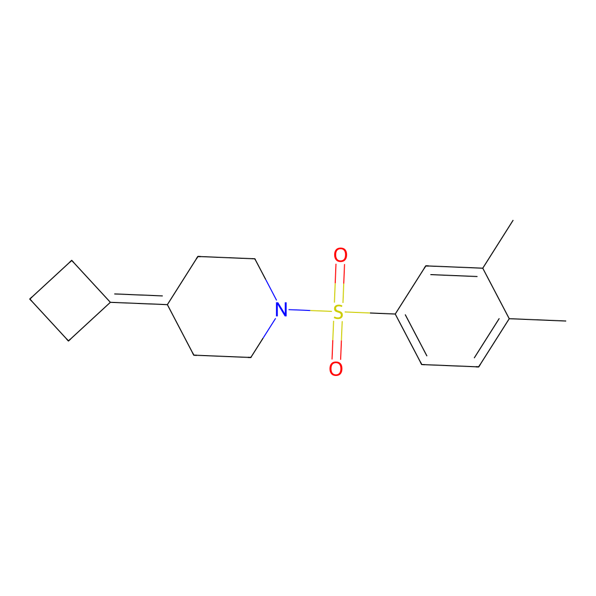 4-Cyclobutylidene-1-(3,4-dimethylbenzenesulfonyl)piperidine molecular structure, CAS 2319640-37-2