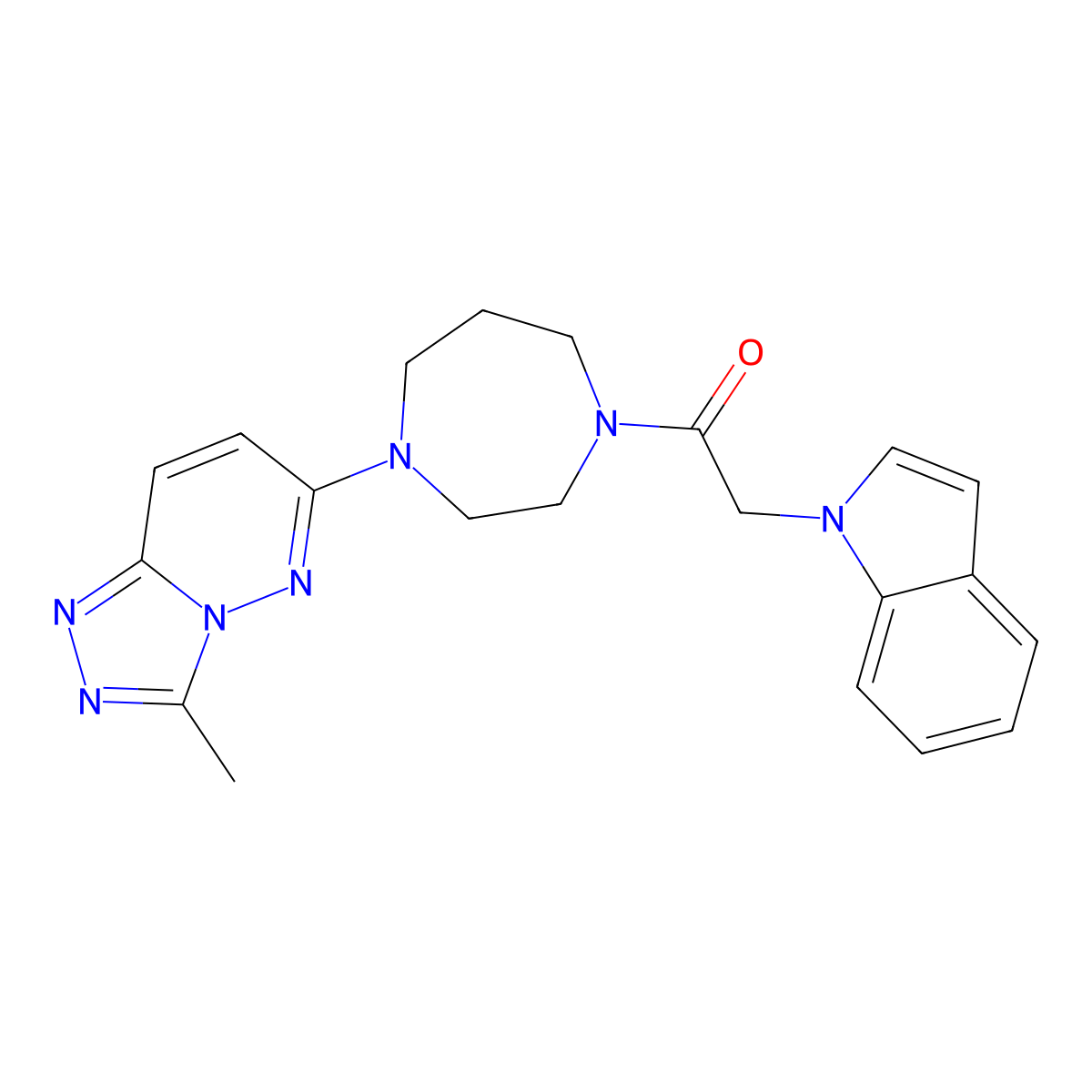 2-(1H-indol-1-yl)-1-(4-{3-methyl-[1,2,4]triazolo[4,3-b]pyridazin-6-yl}-1,4-diazepan-1-yl)ethan-1-one molecular structure, CAS 2319640-42-9