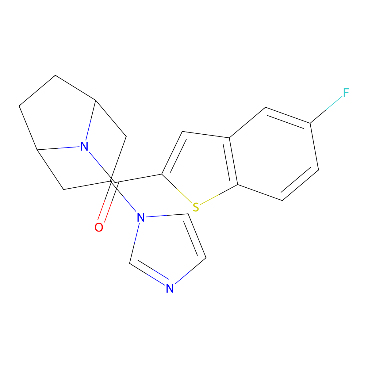 8-(5-fluoro-1-benzothiophene-2-carbonyl)-3-(1H-imidazol-1-yl)-8-azabicyclo[3.2.1]octane molecular structure, CAS 2319640-50-9