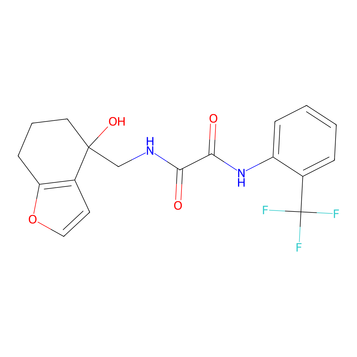 N1-((4-hydroxy-4,5,6,7-tetrahydrobenzofuran-4-yl)methyl)-N2-(2-(trifluoromethyl)phenyl)oxalamide molecular structure, CAS 2319640-53-2