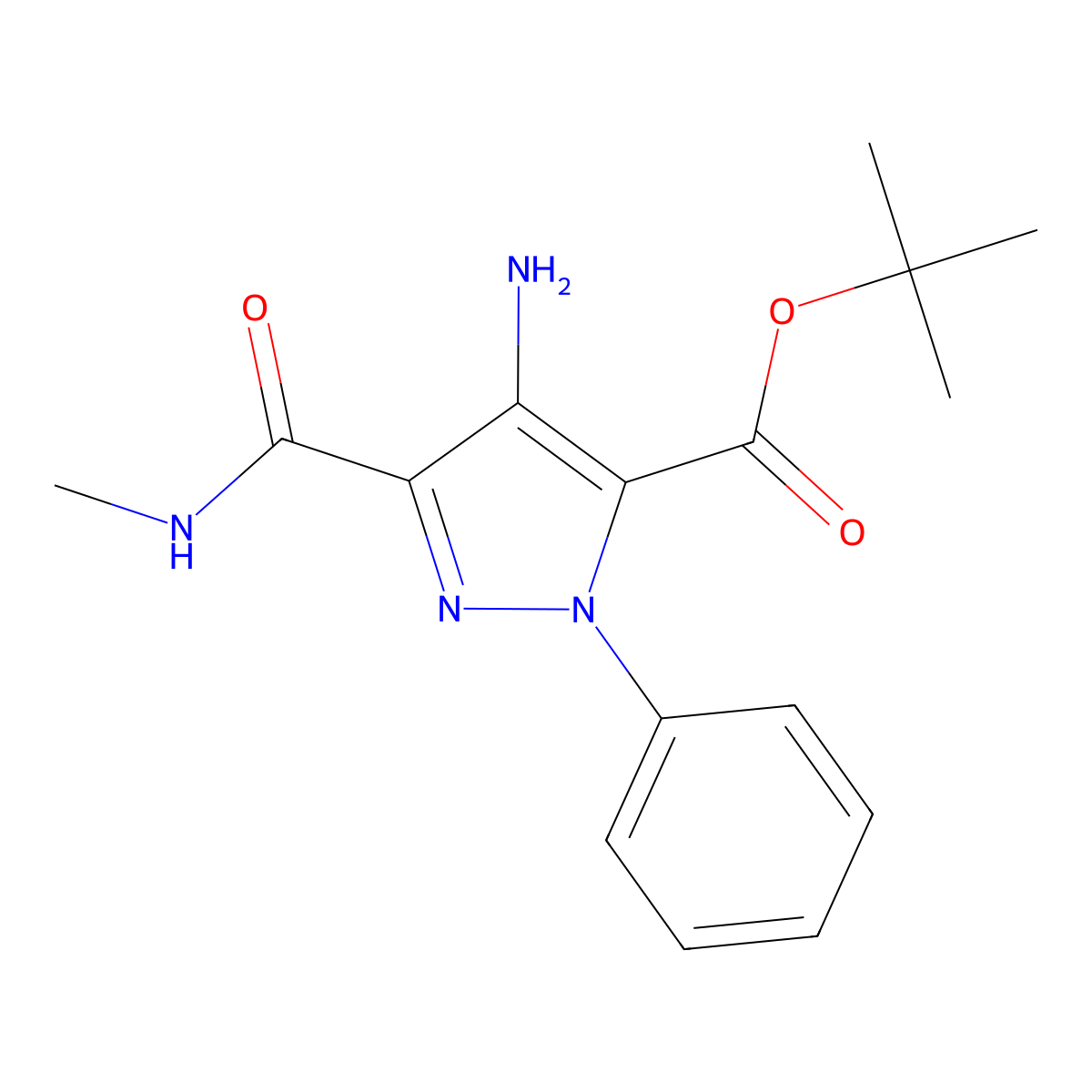 tert-butyl 4-amino-3-(methylcarbamoyl)-1-phenyl-1H-pyrazole-5-carboxylate molecular structure, CAS 2319640-55-4