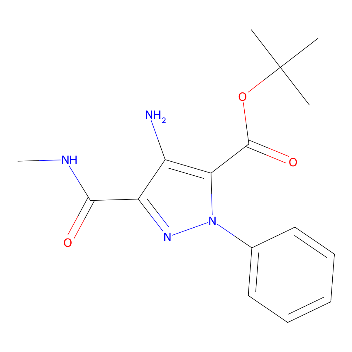 tert-butyl 4-amino-3-(methylcarbamoyl)-1-phenyl-1H-pyrazole-5-carboxylate molecular structure, CAS 2319640-55-4