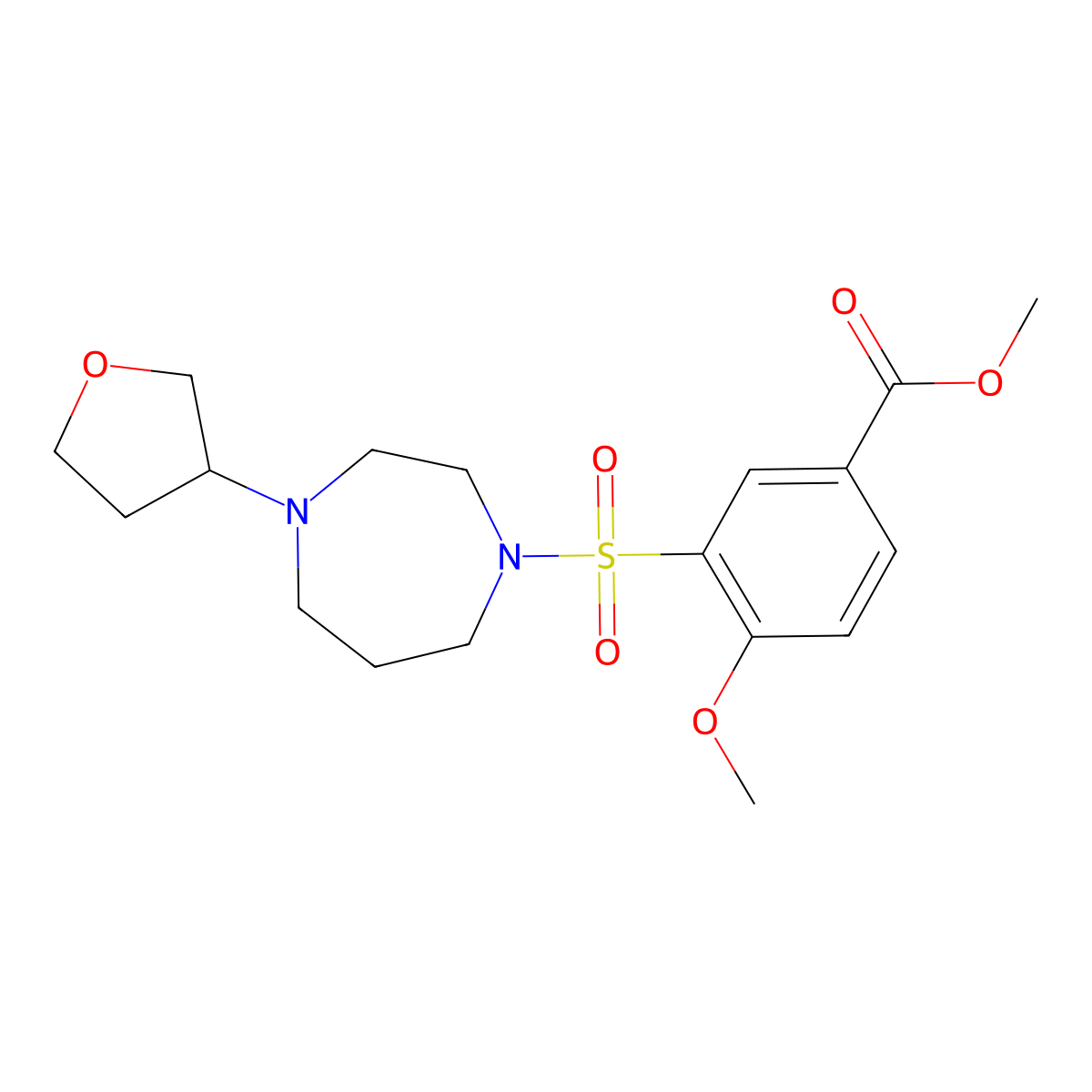 Methyl 4-methoxy-3-{[4-(oxolan-3-yl)-1,4-diazepan-1-yl]sulfonyl}benzoate molecular structure, CAS 2319640-72-5