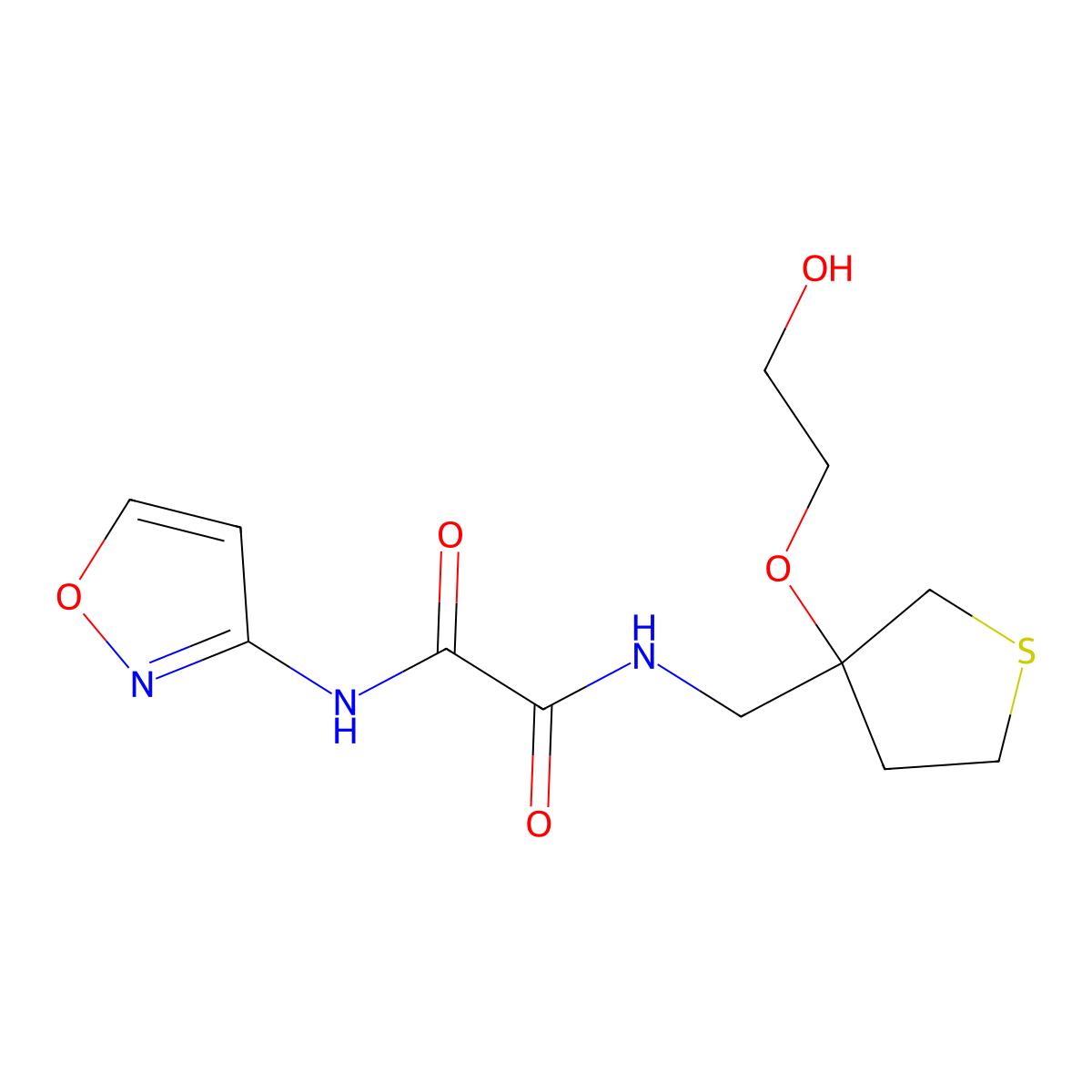 N1-((3-(2-hydroxyethoxy)tetrahydrothiophen-3-yl)methyl)-N2-(isoxazol-3-yl)oxalamide molecular structure, CAS 2319640-74-7