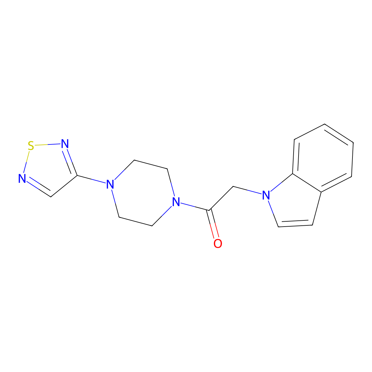 2-(1H-indol-1-yl)-1-[4-(1,2,5-thiadiazol-3-yl)piperazin-1-yl]ethan-1-one molecular structure, CAS 2319640-75-8