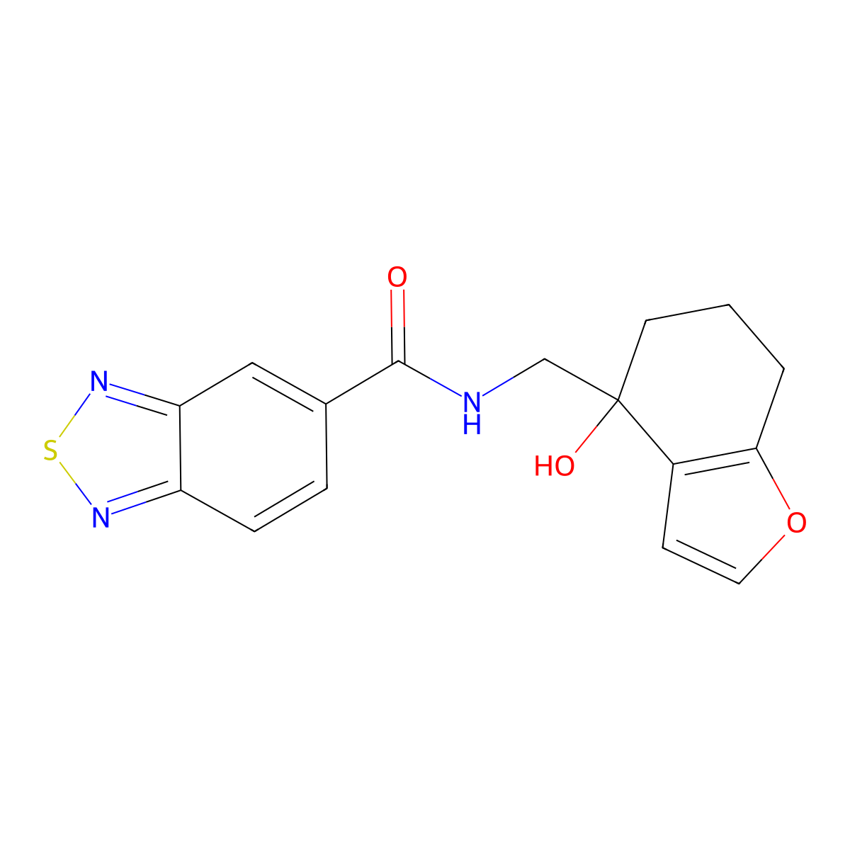 N-((4-hydroxy-4,5,6,7-tetrahydrobenzofuran-4-yl)methyl)benzo[c][1,2,5]thiadiazole-5-carboxamide molecular structure, CAS 2319640-79-2