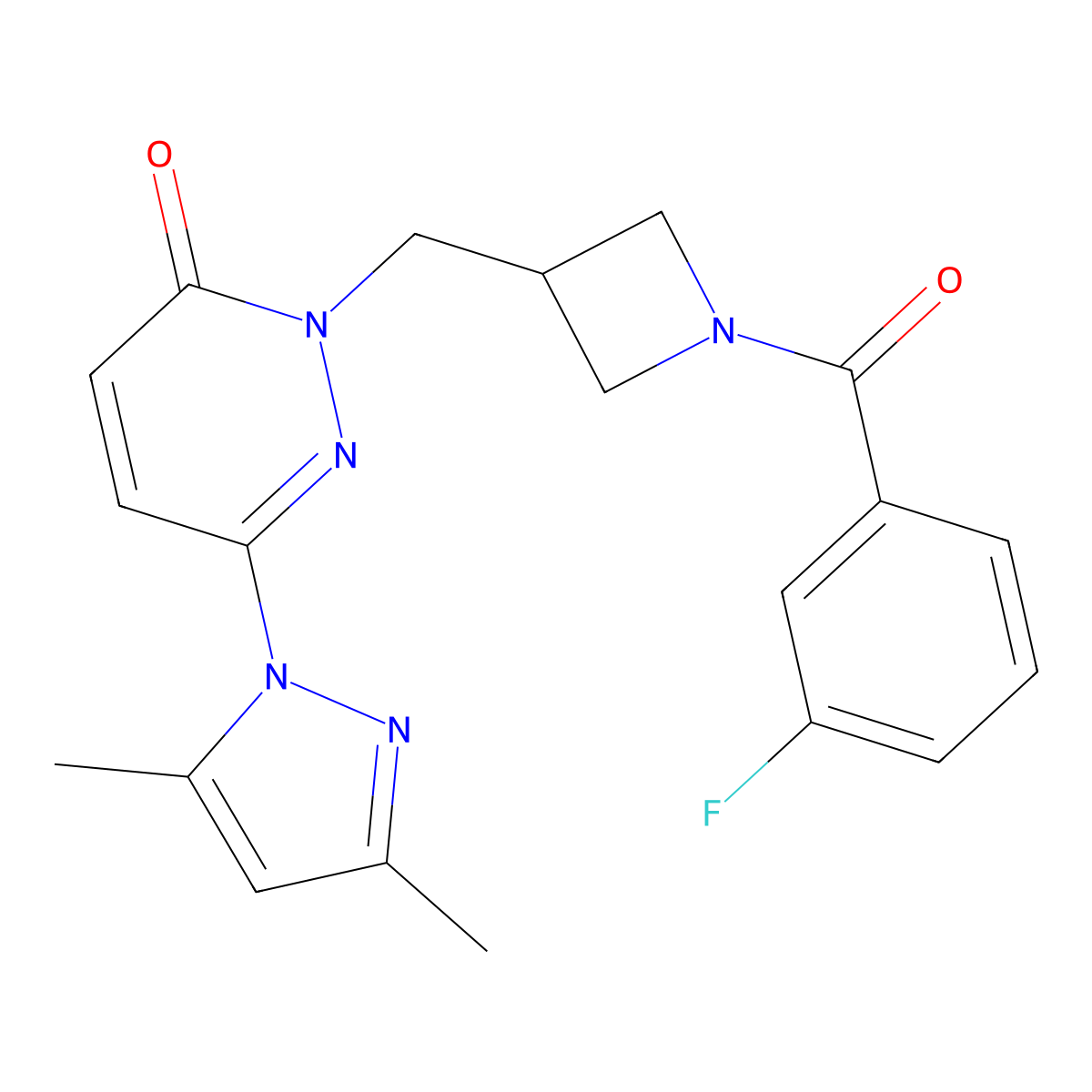 6-(3,5-dimethyl-1H-pyrazol-1-yl)-2-{[1-(3-fluorobenzoyl)azetidin-3-yl]methyl}-2,3-dihydropyridazin-3-one molecular structure, CAS 2319640-85-0