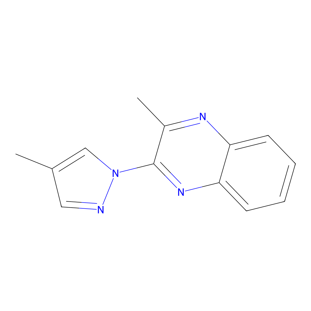 2-methyl-3-(4-methyl-1H-pyrazol-1-yl)quinoxaline molecular structure, CAS 2319641-11-5