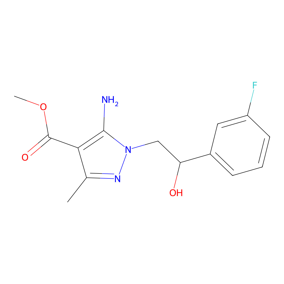 methyl 5-amino-1-[2-(3-fluorophenyl)-2-hydroxyethyl]-3-methyl-1H-pyrazole-4-carboxylate molecular structure, CAS 2319641-13-7