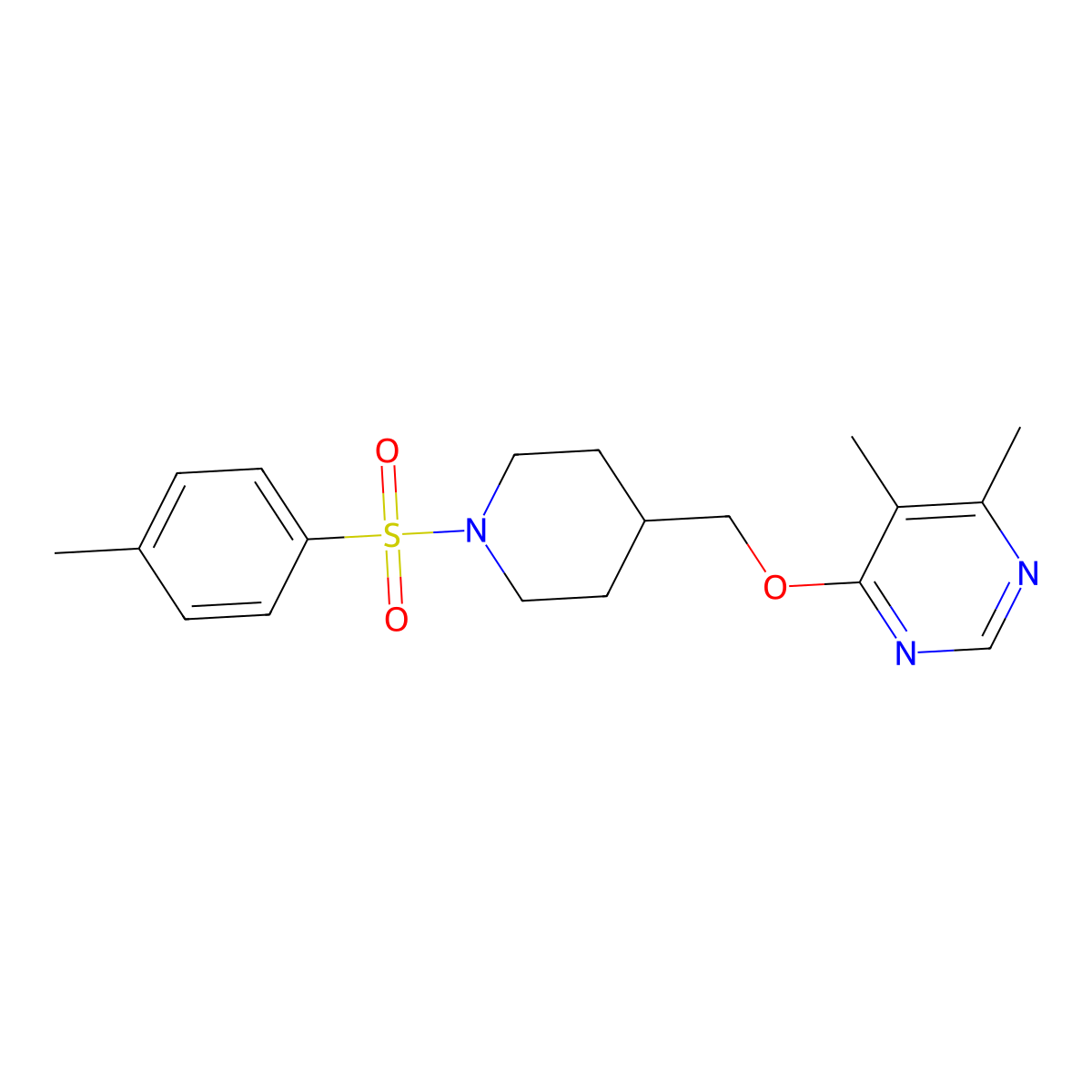 4,5-Dimethyl-6-{[1-(4-methylbenzenesulfonyl)piperidin-4-yl]methoxy}pyrimidine molecular structure, CAS 2319641-41-1