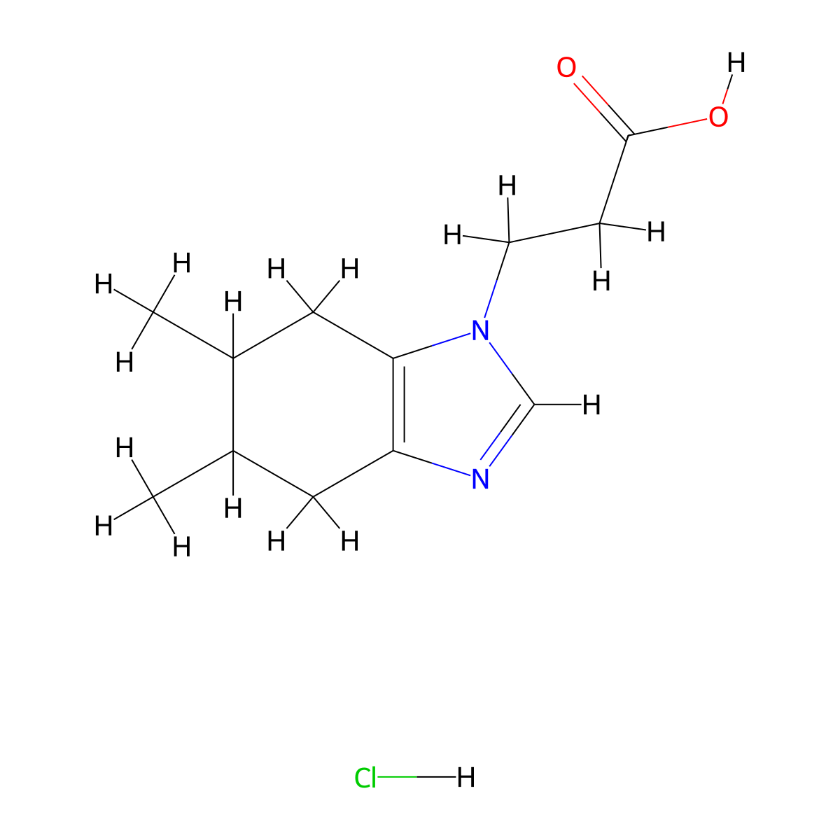 3-(5,6-dimethyl-4,5,6,7-tetrahydro-1H-1,3-benzodiazol-1-yl)propanoic acid hydrochloride molecular structure, CAS 2319717-12-7