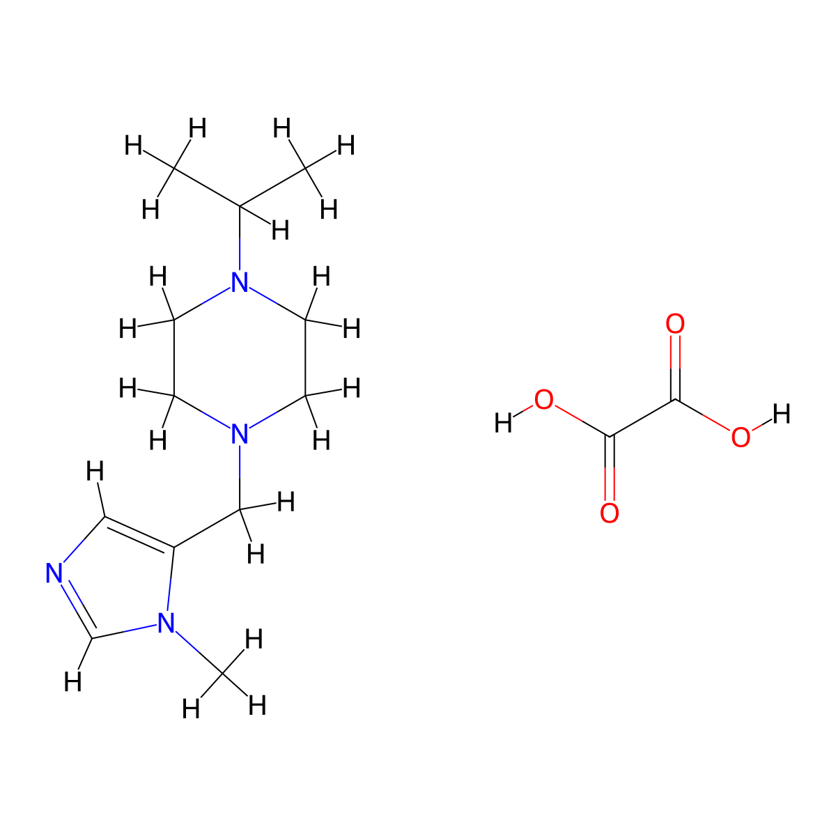 1-[(1-methyl-1H-imidazol-5-yl)methyl]-4-(propan-2-yl)piperazine; oxalic acid molecular structure, CAS 2319717-27-4