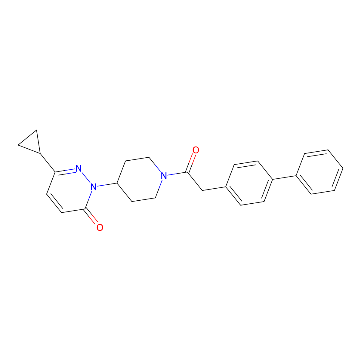 2-[1-(2-{[1,1'-Biphenyl]-4-yl}acetyl)piperidin-4-yl]-6-cyclopropyl-2,3-dihydropyridazin-3-one molecular structure, CAS 2319717-80-9