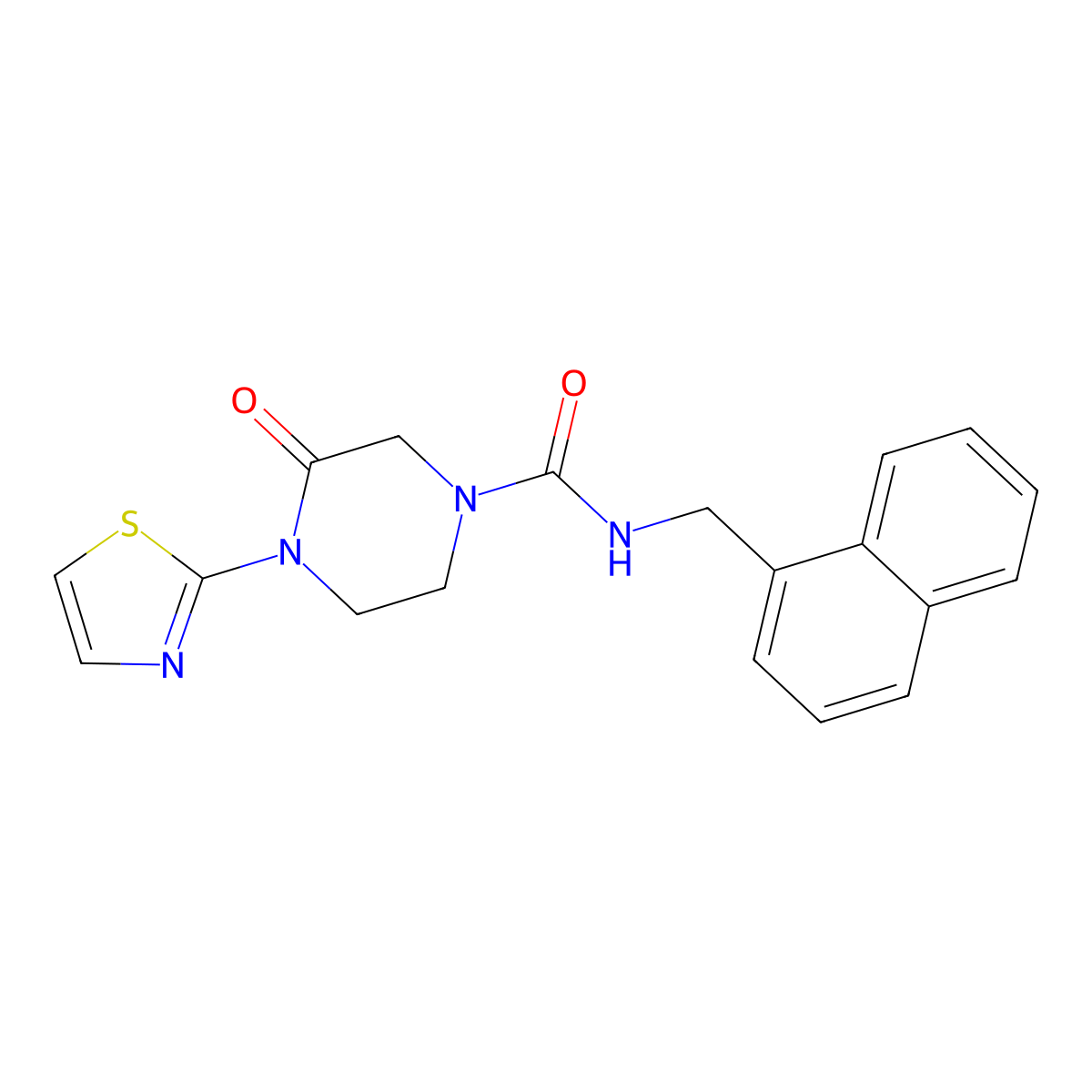 N-[(naphthalen-1-yl)methyl]-3-oxo-4-(1,3-thiazol-2-yl)piperazine-1-carboxamide molecular structure, CAS 2319717-87-6