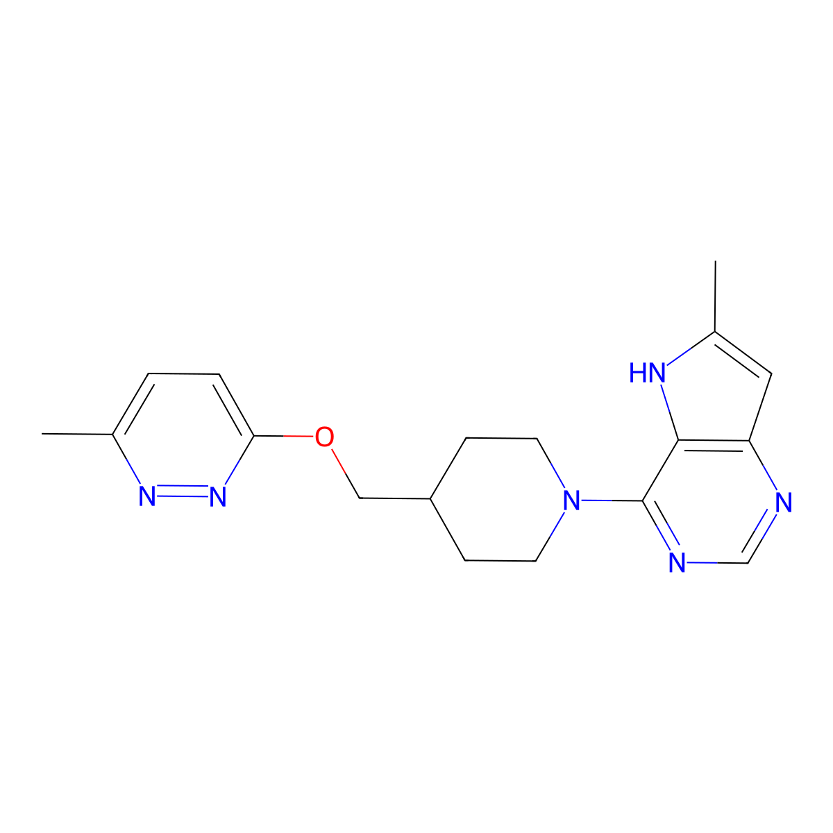 3-methyl-6-[(1-{6-methyl-5H-pyrrolo[3,2-d]pyrimidin-4-yl}piperidin-4-yl)methoxy]pyridazine molecular structure, CAS 2319717-92-3