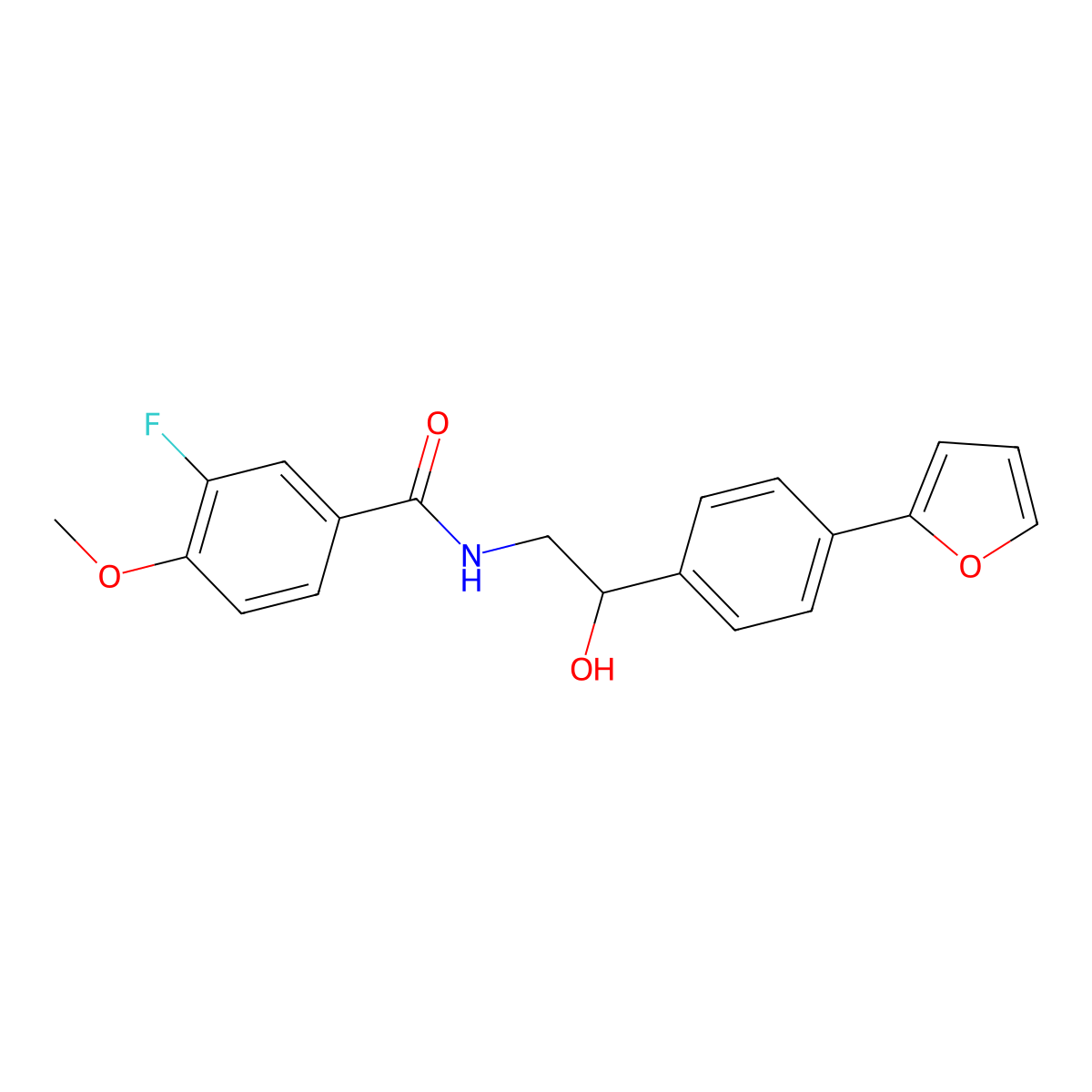 3-fluoro-N-{2-[4-(furan-2-yl)phenyl]-2-hydroxyethyl}-4-methoxybenzamide molecular structure, CAS 2319717-99-0