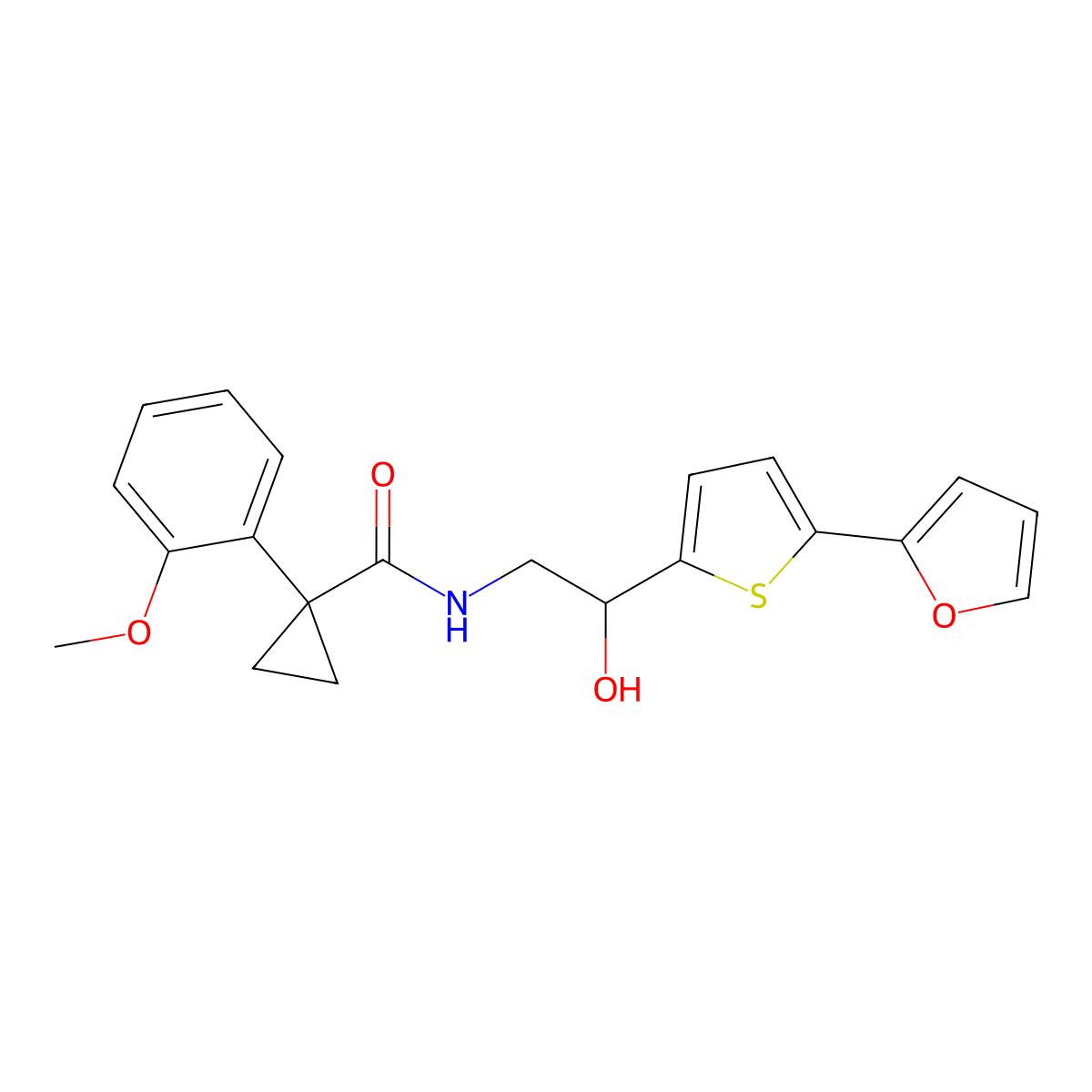 N-[2-[5-(Furan-2-yl)thiophen-2-yl]-2-hydroxyethyl]-1-(2-methoxyphenyl)cyclopropane-1-carboxamide molecular structure, CAS 2319718-08-4