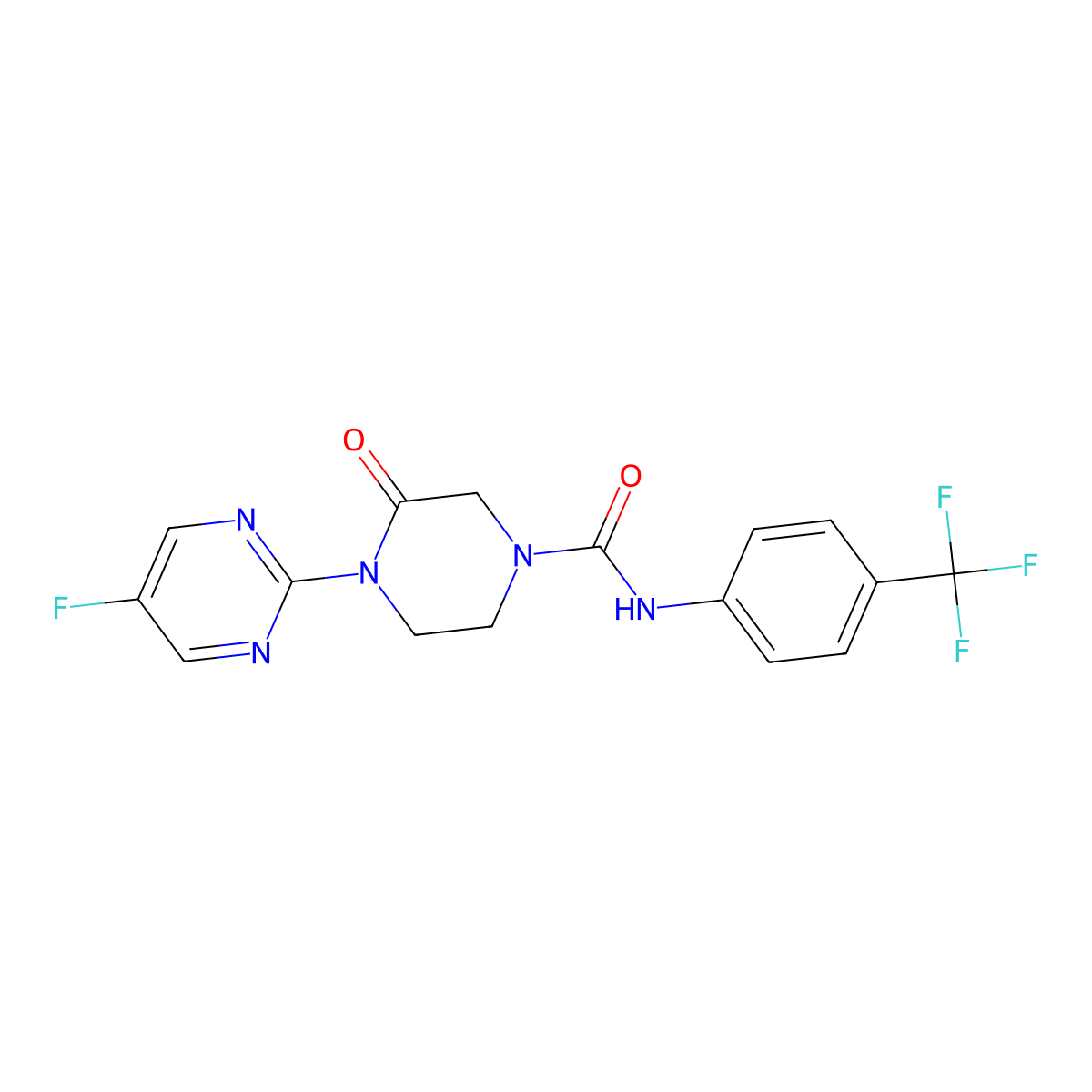 4-(5-Fluoropyrimidin-2-yl)-3-oxo-N-[4-(trifluoromethyl)phenyl]piperazine-1-carboxamide molecular structure, CAS 2319718-25-5