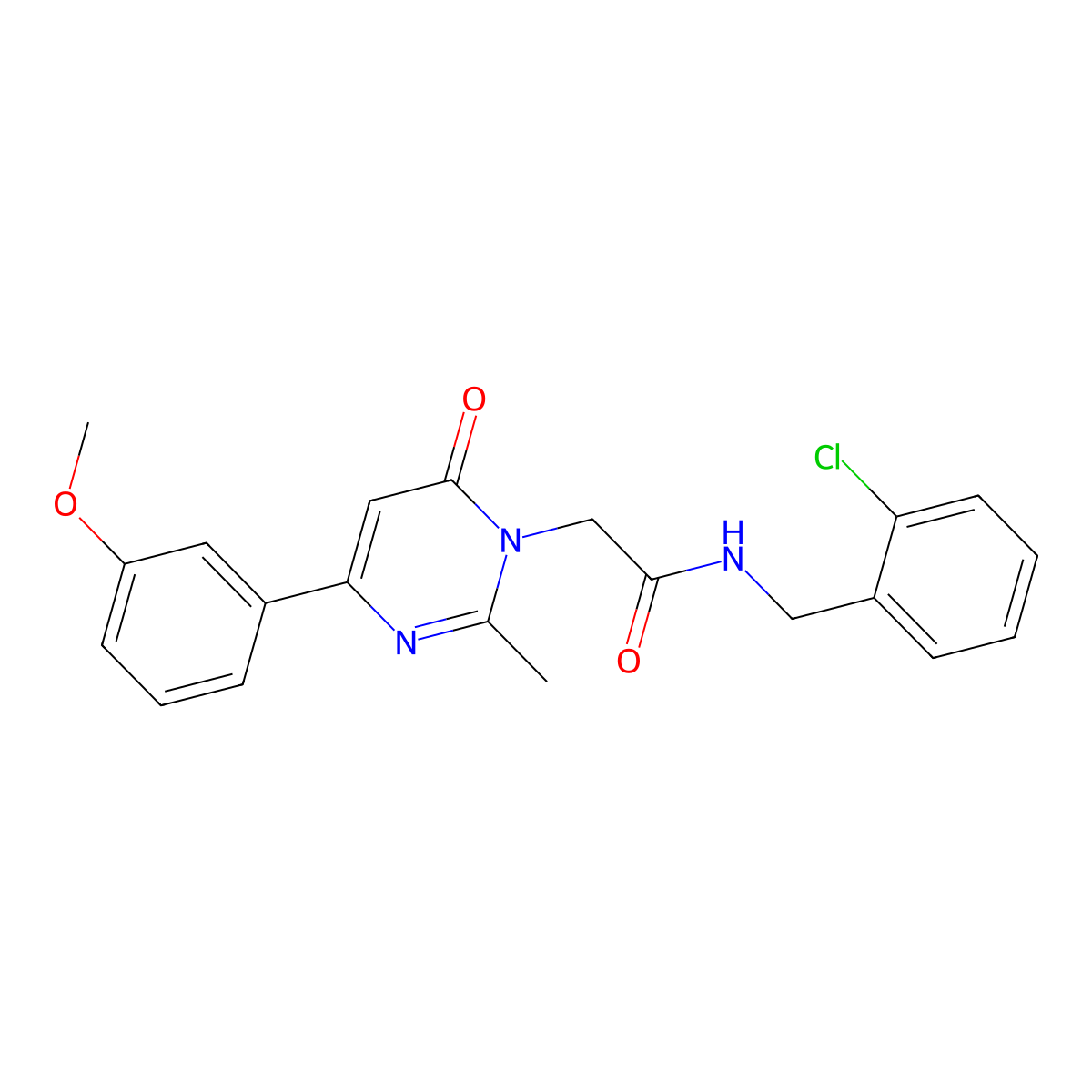 N-[(2-chlorophenyl)methyl]-2-[4-(3-methoxyphenyl)-2-methyl-6-oxo-1,6-dihydropyrimidin-1-yl]acetamide molecular structure, CAS 2319718-42-6