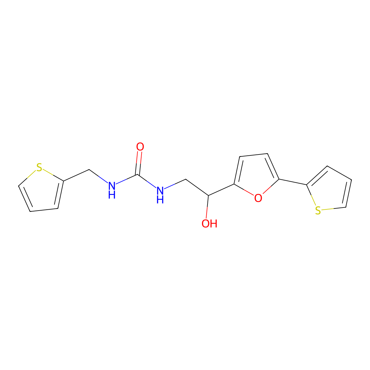 3-{2-Hydroxy-2-[5-(thiophen-2-yl)furan-2-yl]ethyl}-1-[(thiophen-2-yl)methyl]urea molecular structure, CAS 2319718-75-5