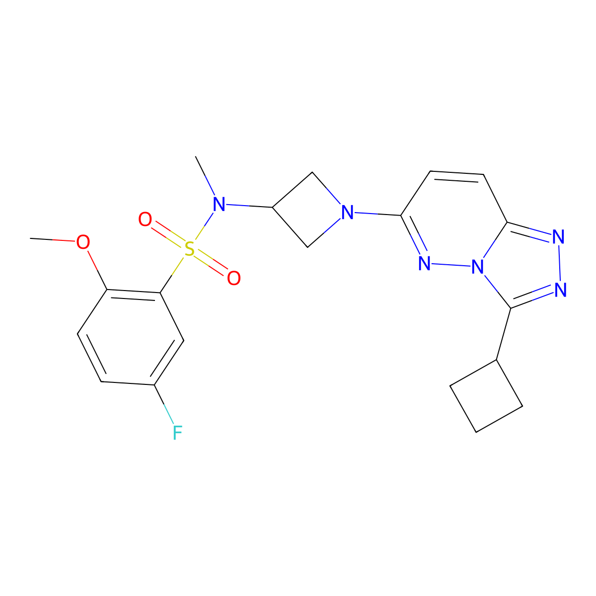 N-(1-{3-cyclobutyl-[1,2,4]triazolo[4,3-b]pyridazin-6-yl}azetidin-3-yl)-5-fluoro-2-methoxy-N-methylbenzene-1-sulfonamide molecular structure, CAS 2319719-05-4