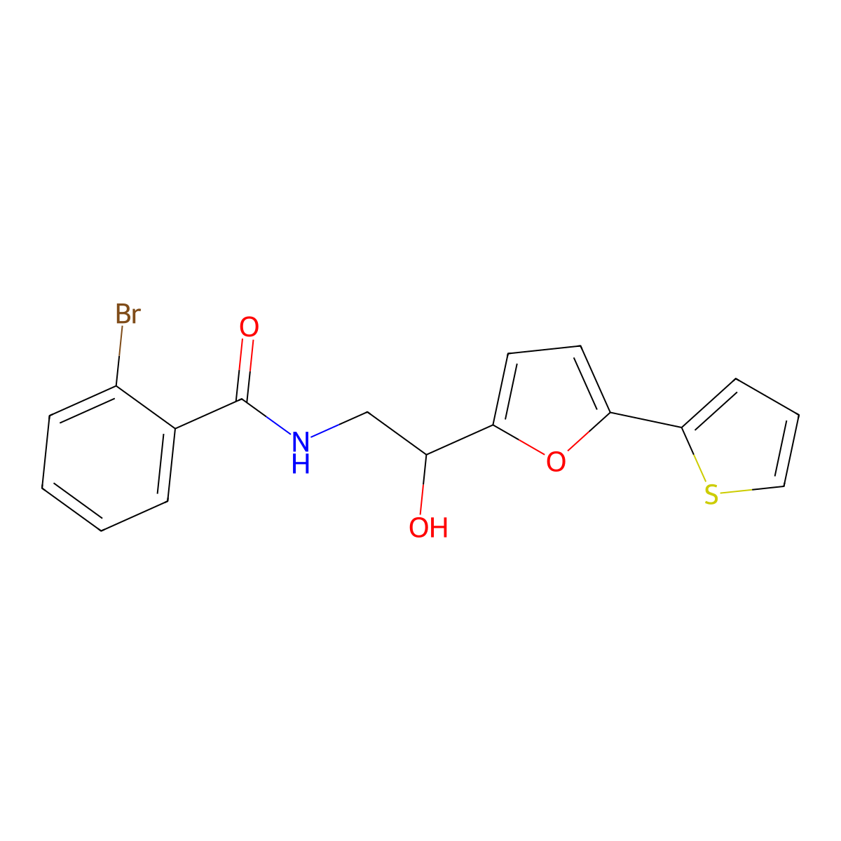 2-bromo-N-{2-hydroxy-2-[5-(thiophen-2-yl)furan-2-yl]ethyl}benzamide molecular structure, CAS 2319719-10-1