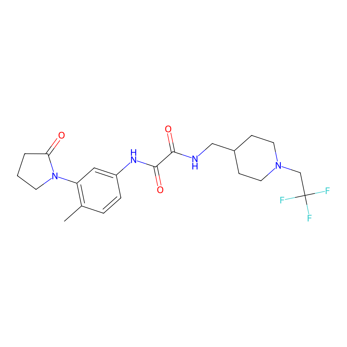 N-[4-methyl-3-(2-oxopyrrolidin-1-yl)phenyl]-N'-{[1-(2,2,2-trifluoroethyl)piperidin-4-yl]methyl}ethanediamide molecular structure, CAS 2319719-11-2