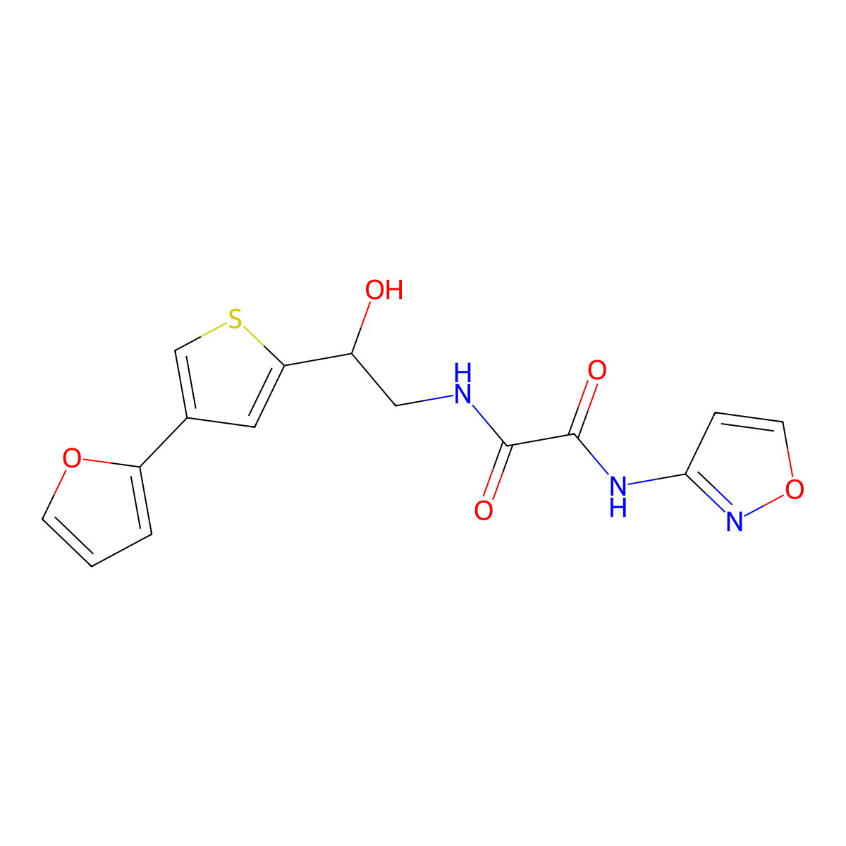 N-{2-[4-(furan-2-yl)thiophen-2-yl]-2-hydroxyethyl}-N'-(1,2-oxazol-3-yl)ethanediamide molecular structure, CAS 2319719-19-0