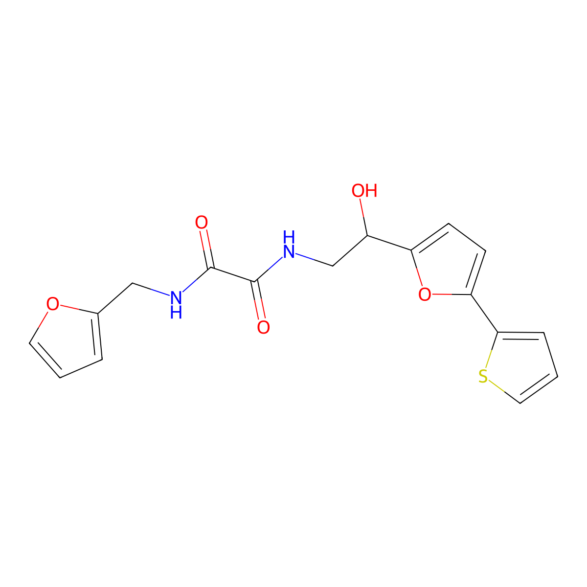 N'-[(furan-2-yl)methyl]-N-{2-hydroxy-2-[5-(thiophen-2-yl)furan-2-yl]ethyl}ethanediamide molecular structure, CAS 2319719-21-4
