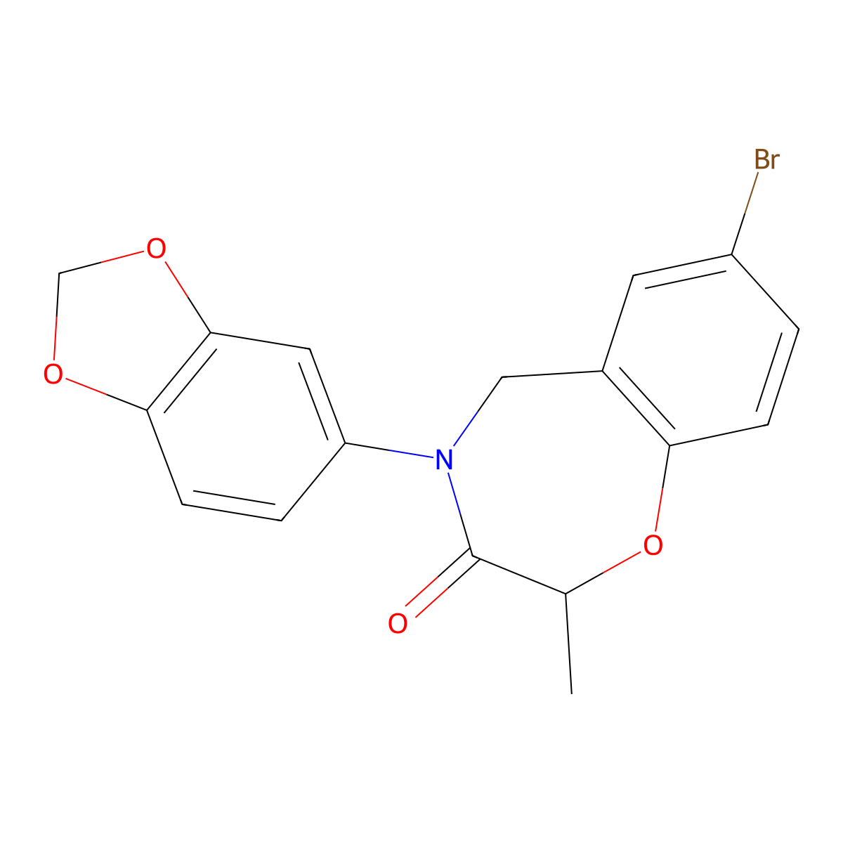 4-(2H-1,3-benzodioxol-5-yl)-7-bromo-2-methyl-2,3,4,5-tetrahydro-1,4-benzoxazepin-3-one molecular structure, CAS 2319719-39-4