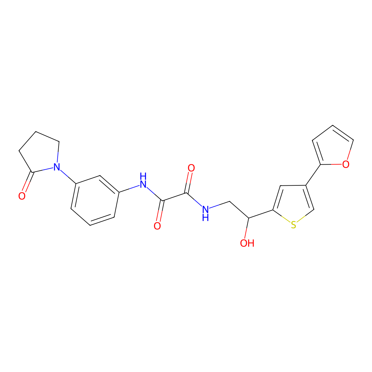 N-{2-[4-(furan-2-yl)thiophen-2-yl]-2-hydroxyethyl}-N'-[3-(2-oxopyrrolidin-1-yl)phenyl]ethanediamide molecular structure, CAS 2319719-54-3