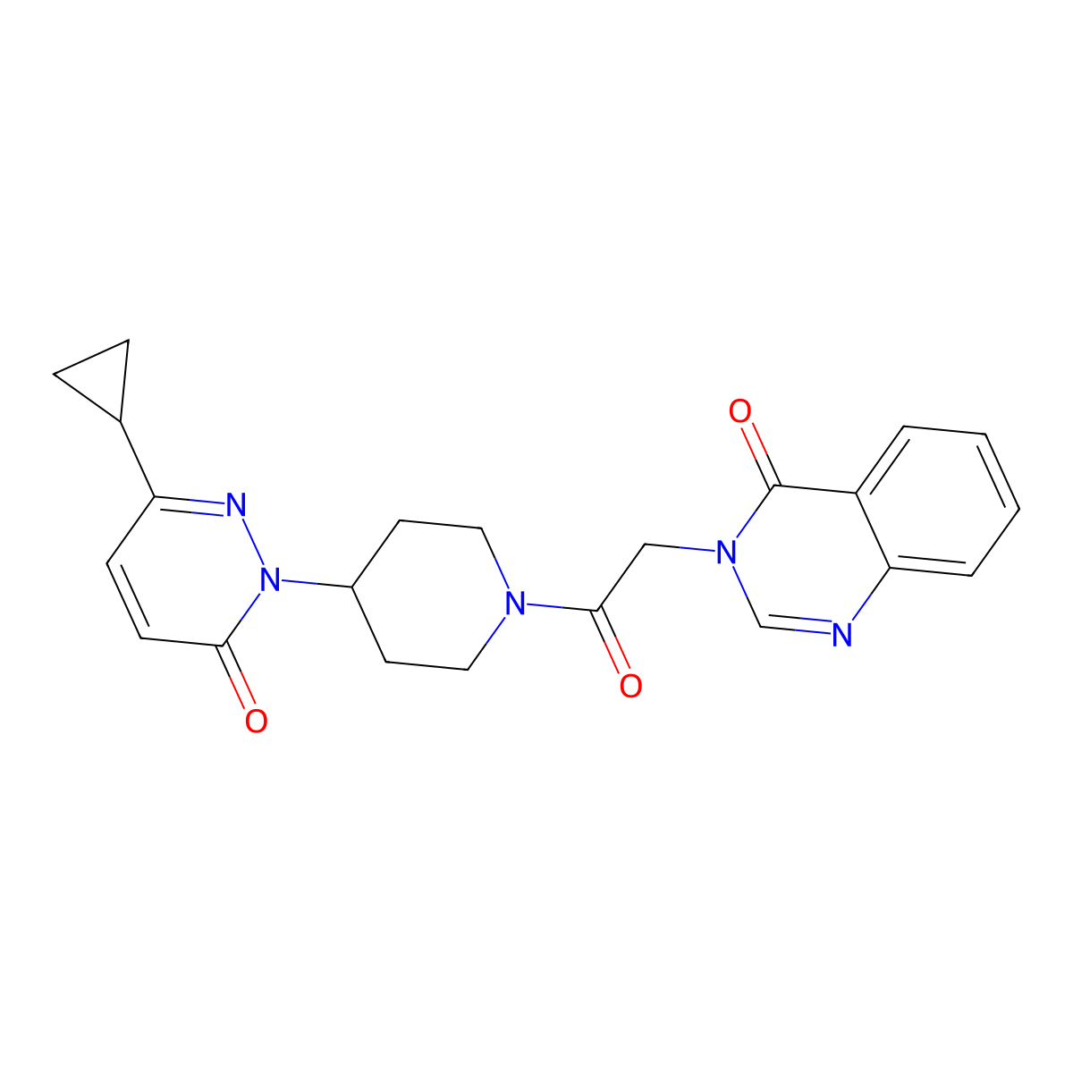 3-{2-[4-(3-Cyclopropyl-6-oxo-1,6-dihydropyridazin-1-yl)piperidin-1-yl]-2-oxoethyl}-3,4-dihydroquinazolin-4-one molecular structure, CAS 2319719-62-3