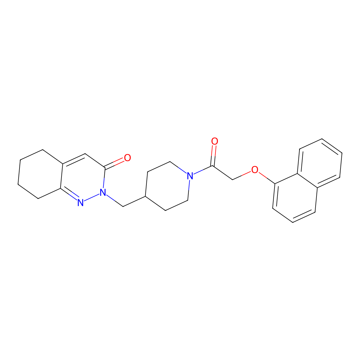 2-({1-[2-(Naphthalen-1-yloxy)acetyl]piperidin-4-yl}methyl)-2,3,5,6,7,8-hexahydrocinnolin-3-one molecular structure, CAS 2319719-63-4