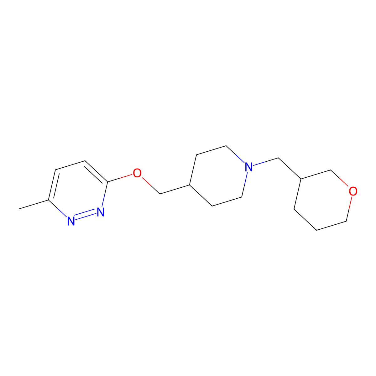 3-Methyl-6-({1-[(oxan-3-yl)methyl]piperidin-4-yl}methoxy)pyridazine molecular structure, CAS 2319719-86-1
