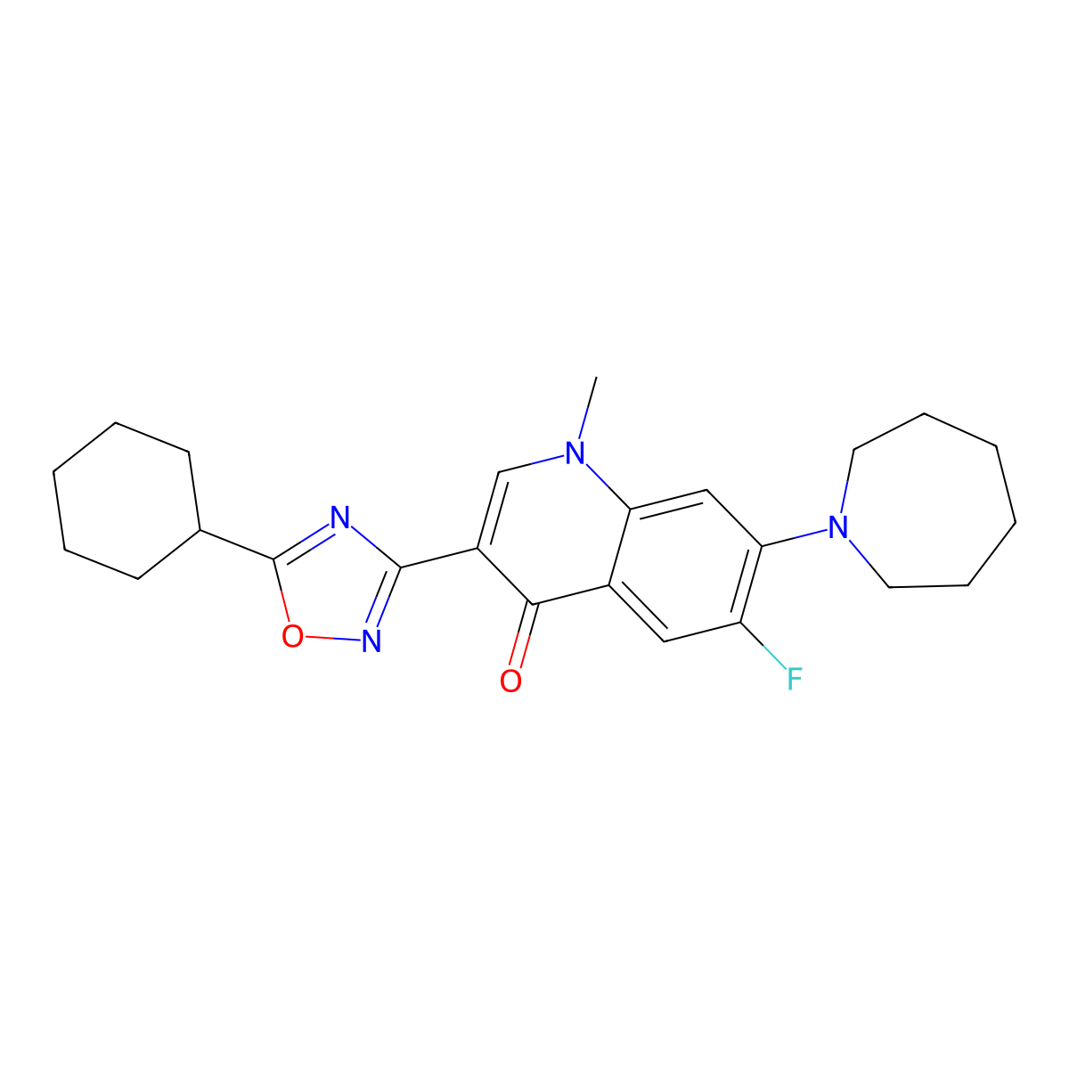 7-(Azepan-1-yl)-3-(5-cyclohexyl-1,2,4-oxadiazol-3-yl)-6-fluoro-1-methyl-1,4-dihydroquinolin-4-one molecular structure, CAS 2319719-91-8