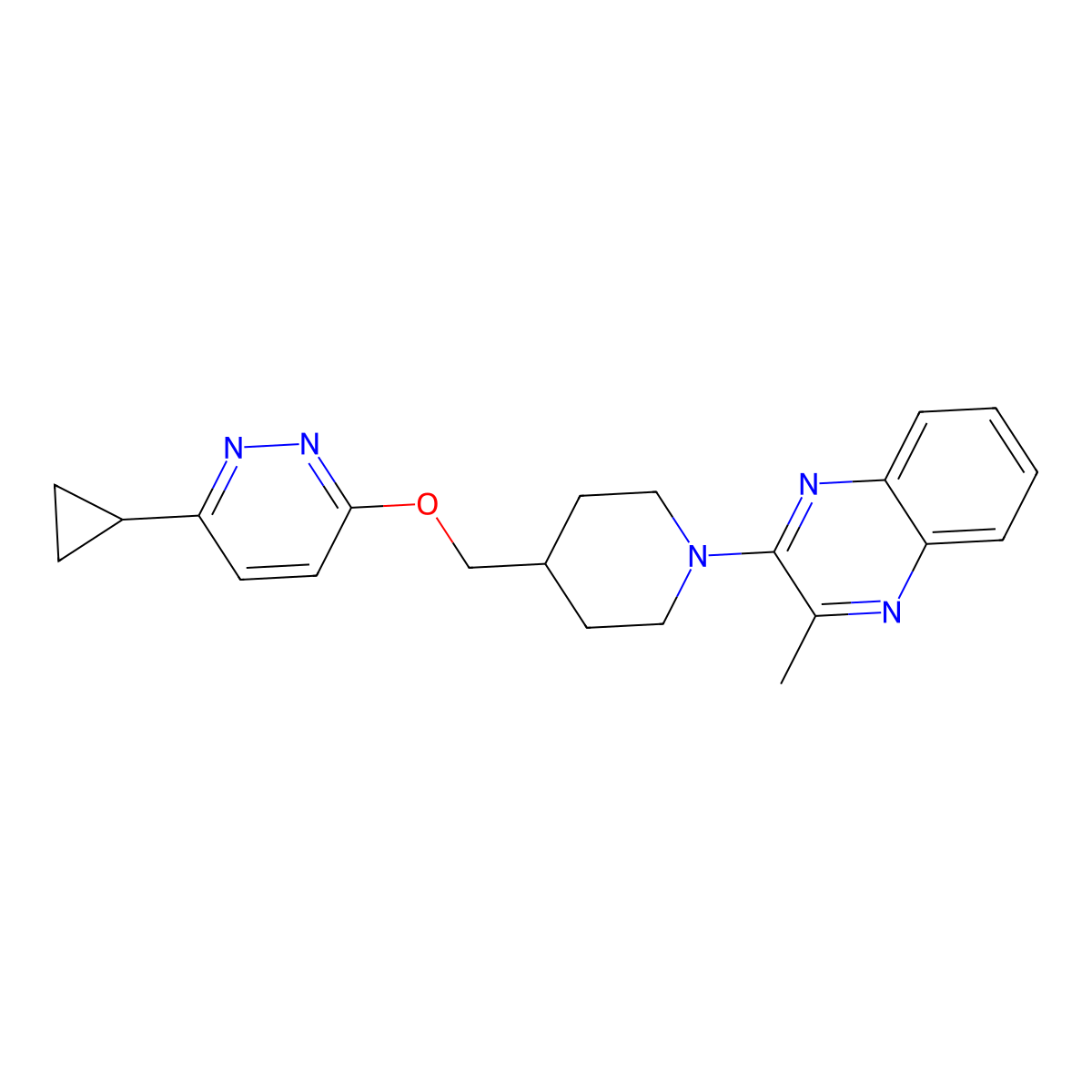 2-[4-[(6-Cyclopropylpyridazin-3-yl)oxymethyl]piperidin-1-yl]-3-methylquinoxaline molecular structure, CAS 2319719-92-9