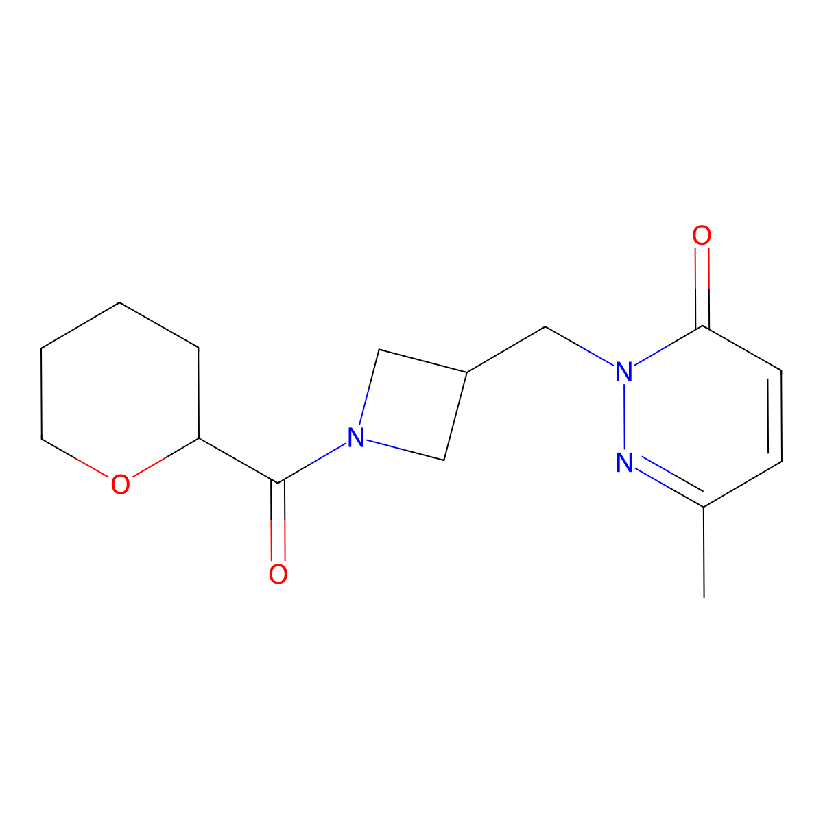 6-Methyl-2-{[1-(oxane-2-carbonyl)azetidin-3-yl]methyl}-2,3-dihydropyridazin-3-one molecular structure, CAS 2319719-98-5